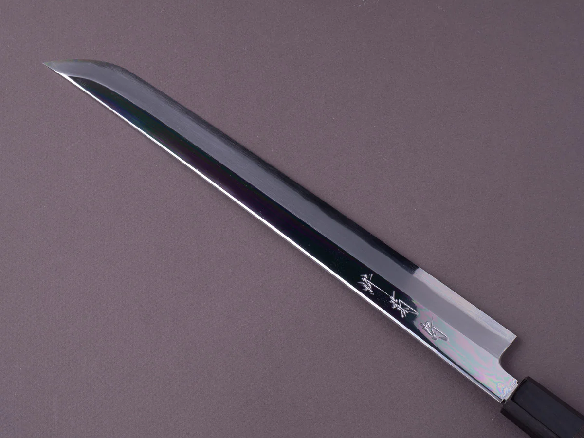 Sakai Kikumori -  White #2 - 300mm Saber Yanagiba - Ebony Handle - Mirror Finish - Image 3