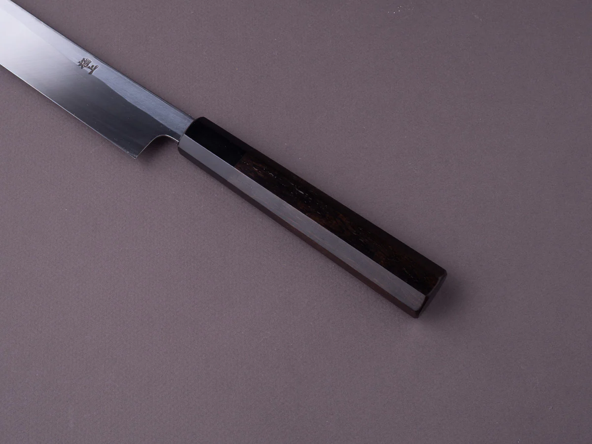 Sakai Kikumori - White #2 - 330mm Saber Yanagiba - Ebony Handle - Mirror Finish - Image 5
