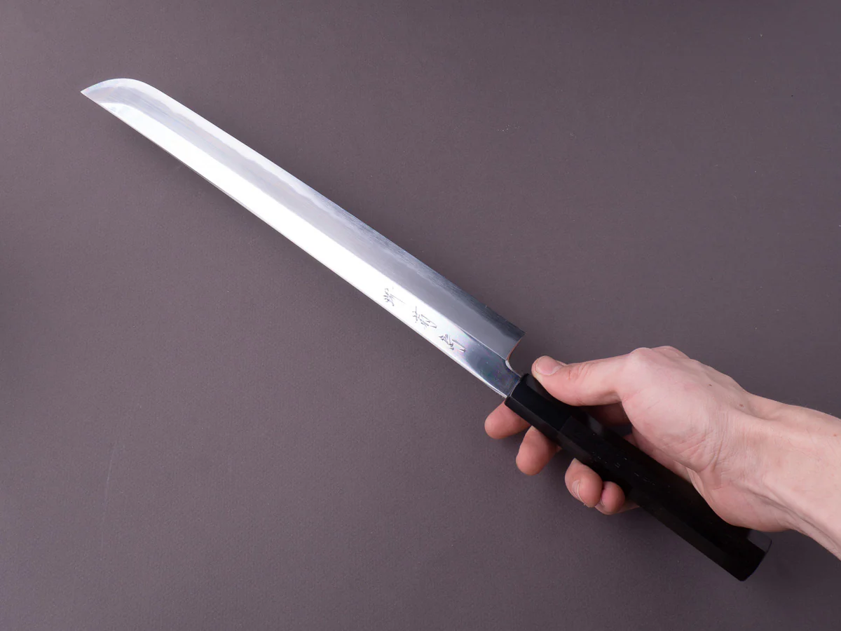 Sakai Kikumori - White #2 - 330mm Saber Yanagiba - Ebony Handle - Mirror Finish - Image 7