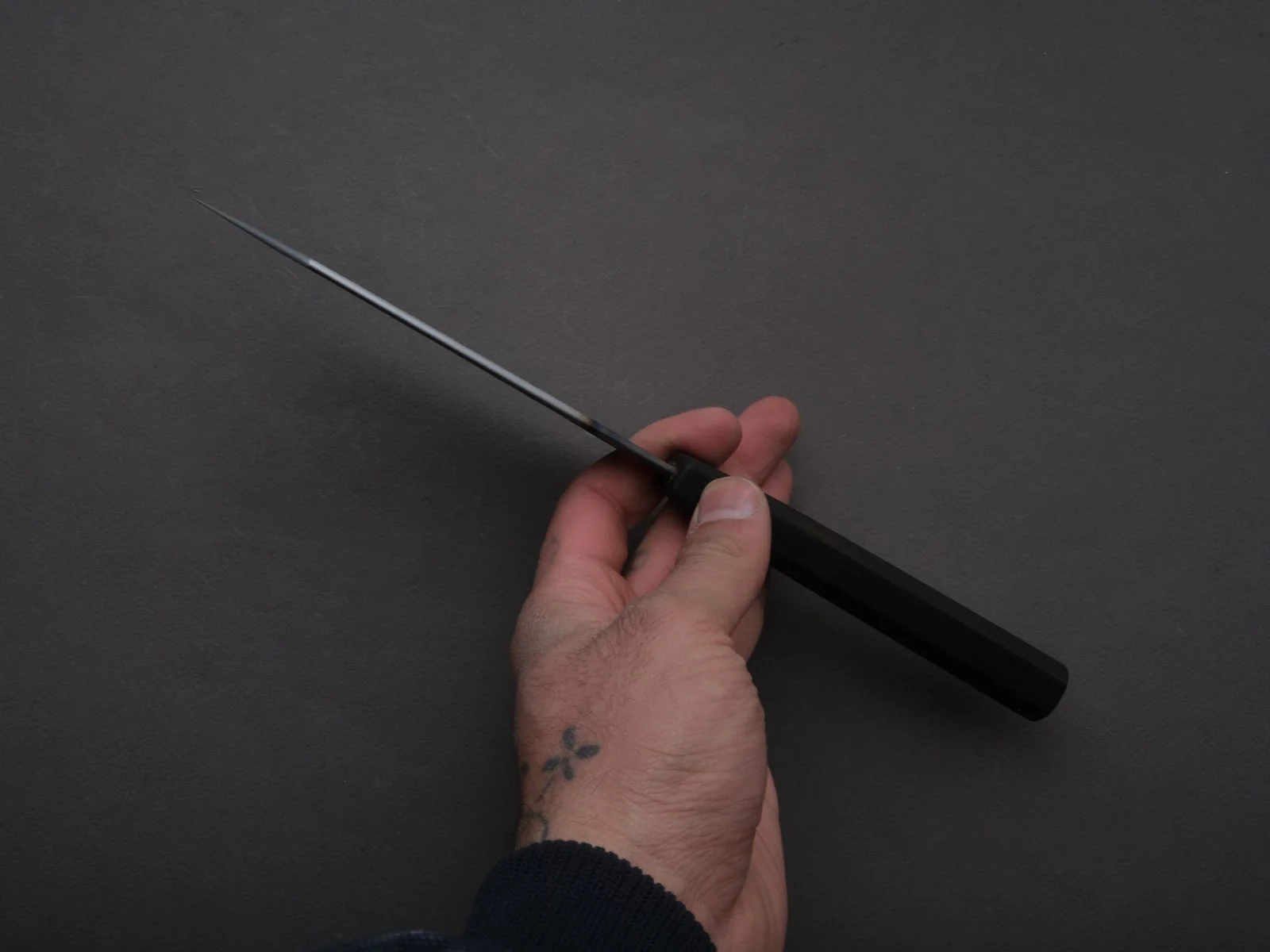 SOFTCUT - 80CrV2 Carbon - Kurouchi - 130mm Ko-Bunka - Charred Oak Handle - Image 5