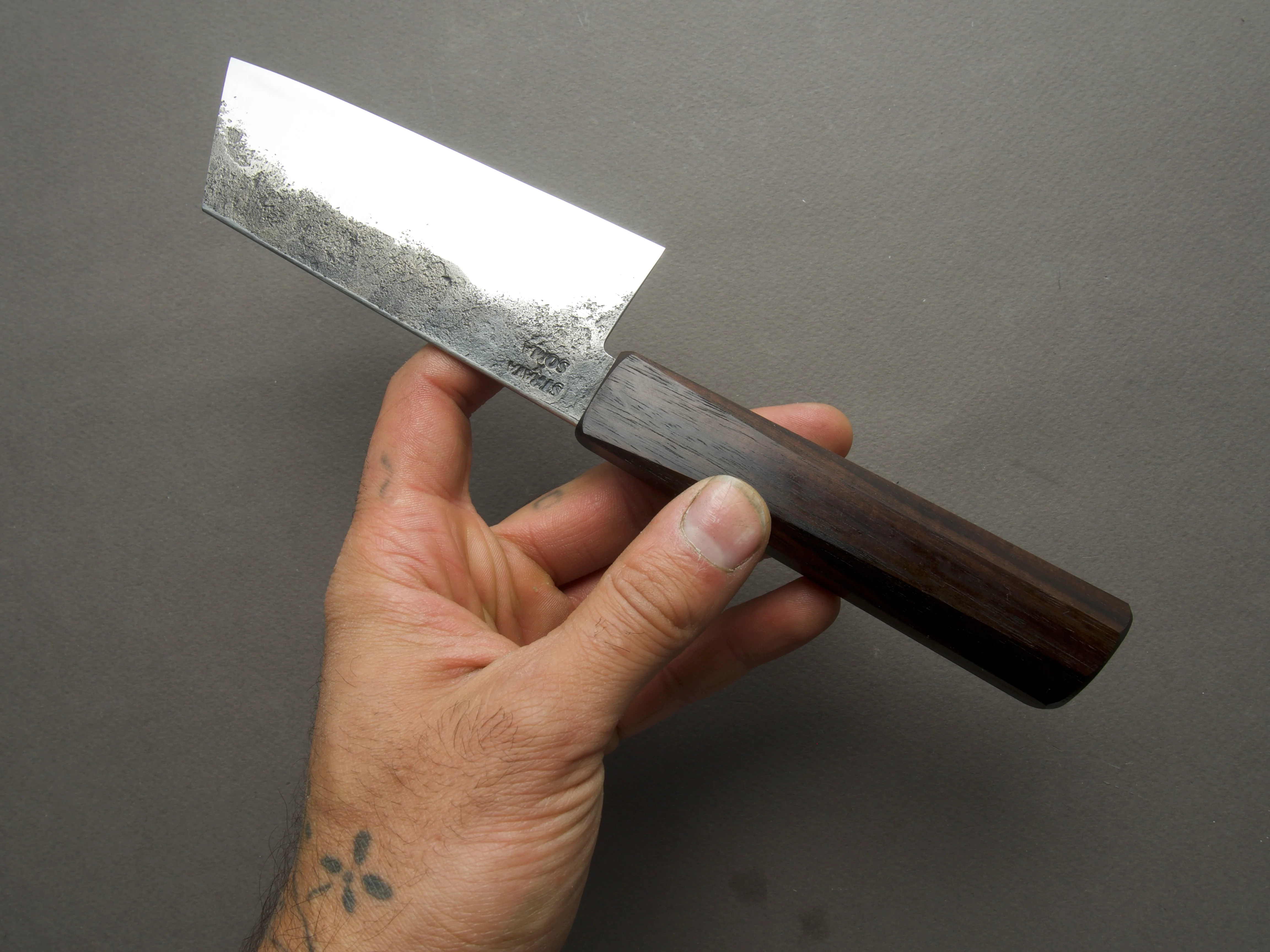 Soma - 80CRV2 Carbon - Kurouchi - Petty Nakiri - Walnut Handle - Image 3