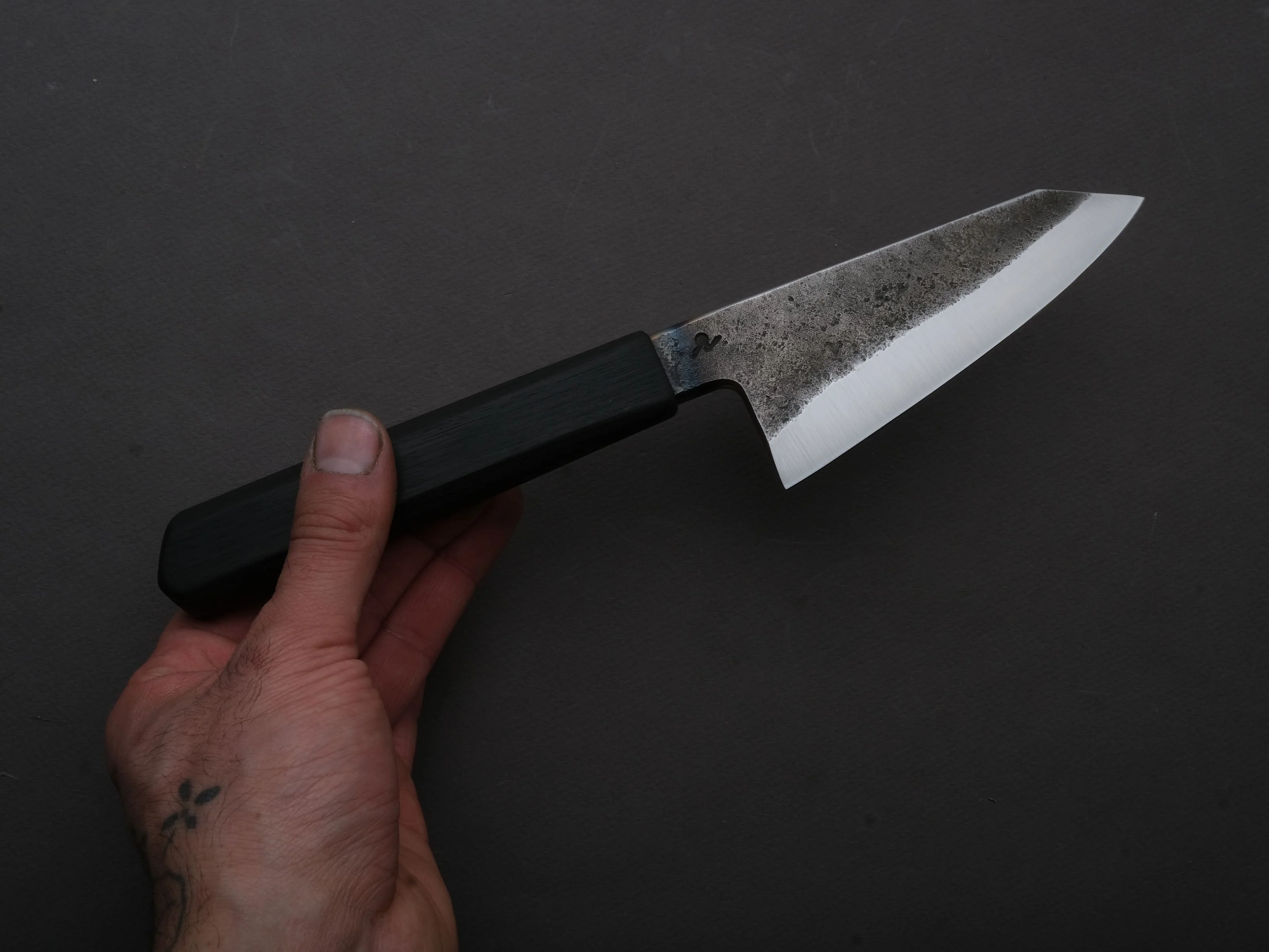 Soma - ApexUltra - Monosteel - Kurouchi - 120mm - Honesuki - Charred Oak Handle - Image 3