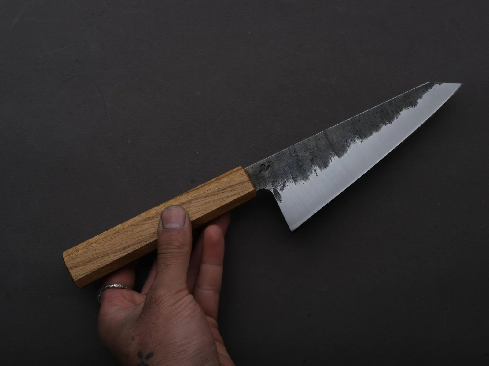 Soma - Blue #1 - Monosteel - Kurouchi - 165mm - Honesuki - Oak Handle - Image 3
