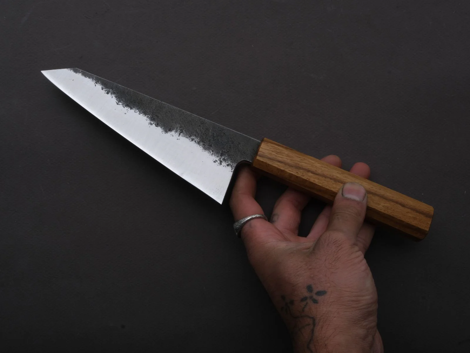 Soma - Blue #1 - Monosteel - Kurouchi - 165mm - Honesuki - Oak Handle - Image 4