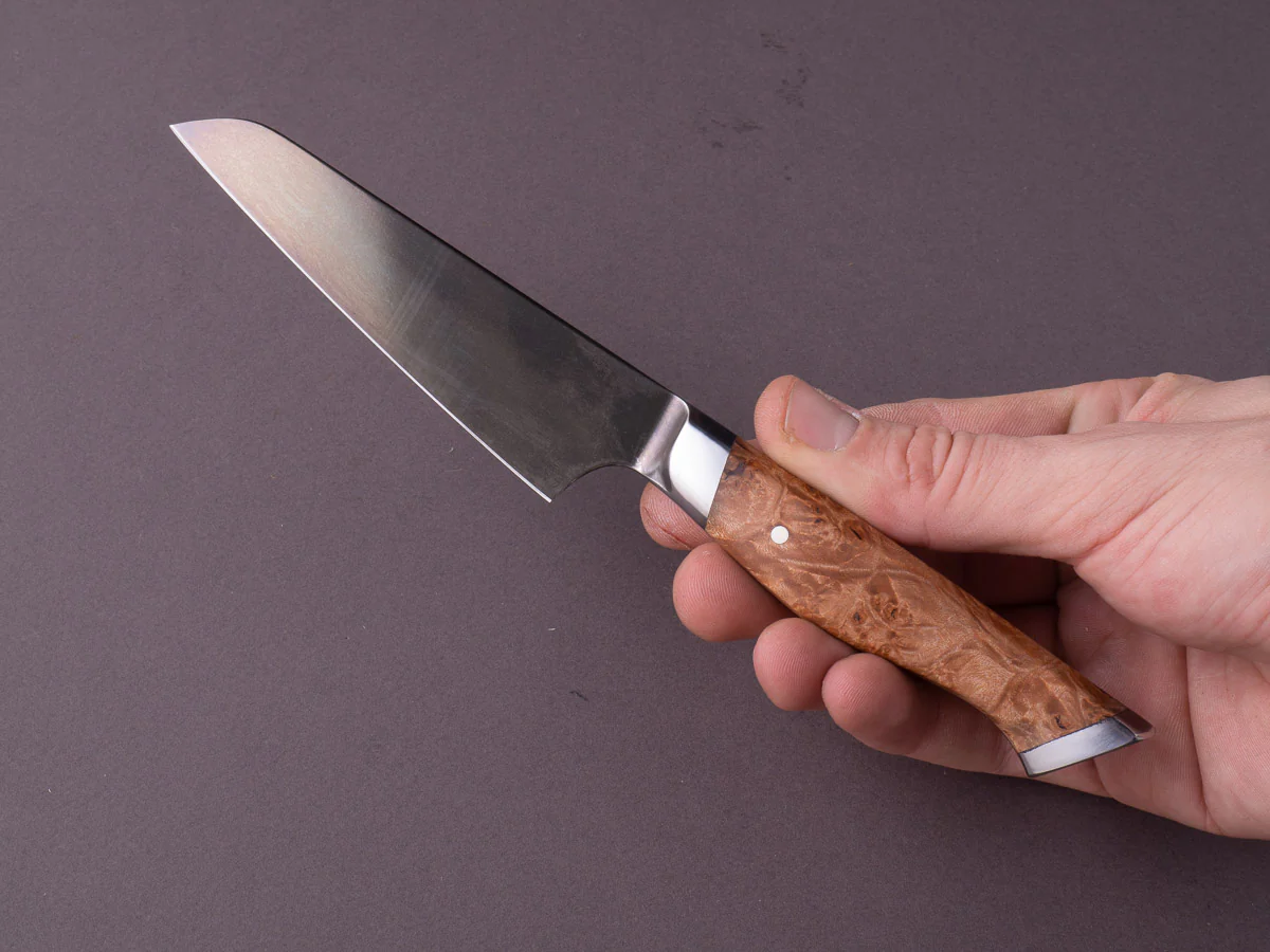 STEELPORT Knife Co. - 52100 Differentially Hardened - 4" Paring Knife - Integral Bolster Maple Burl Handle - Image 7