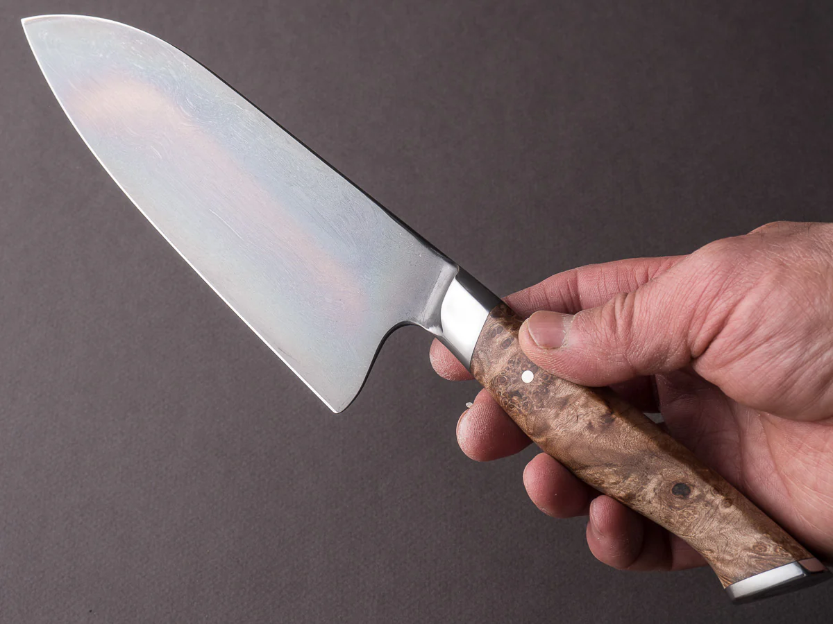 STEELPORT Knife Co. - 52100 Differentially Hardened - 6" Chef Knife - Integral Bolster Maple Burl Handle - Image 6