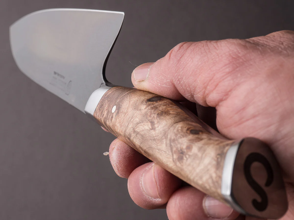 STEELPORT Knife Co. - 52100 Differentially Hardened - 6" Chef Knife - Integral Bolster Maple Burl Handle - Image 9