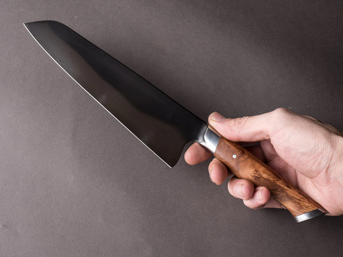 STEELPORT Knife Co. - 52100 Differentially Hardened - 8" - Chef Knife - Integral Bolster Maple Burl Handle - Image 7