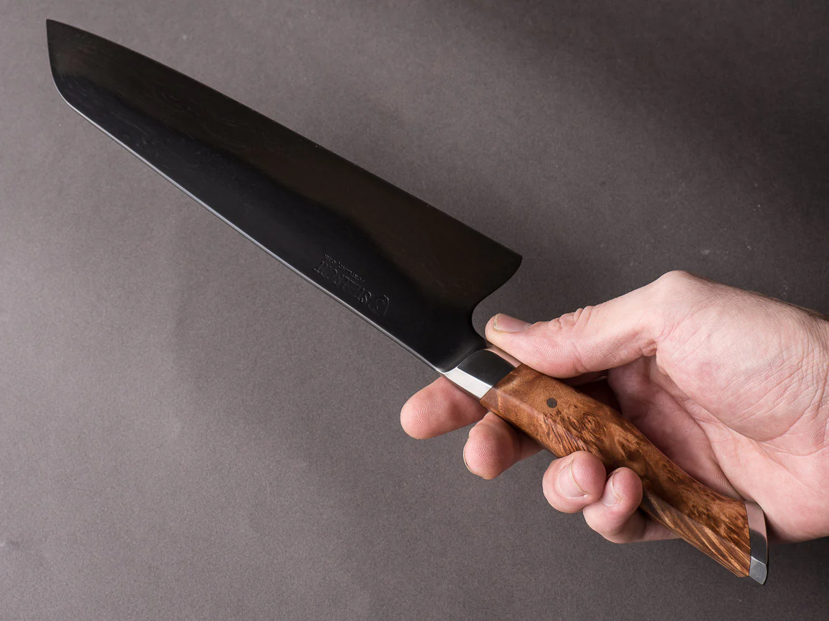 STEELPORT Knife Co. - 52100 Differentially Hardened - 8" - Chef Knife - Integral Bolster Maple Burl Handle - Image 8