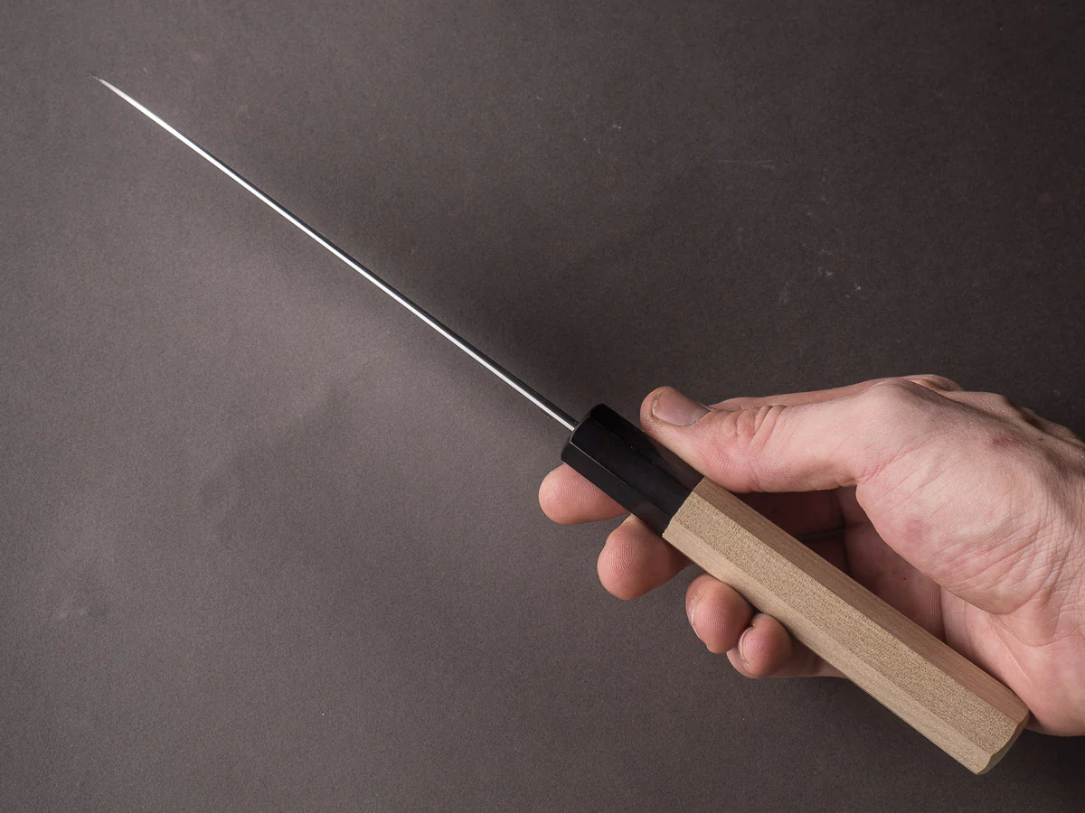 Takada no Hamono - White #1 - Suiboku - 180mm Santoku - Ho Wood Handle - Image 9