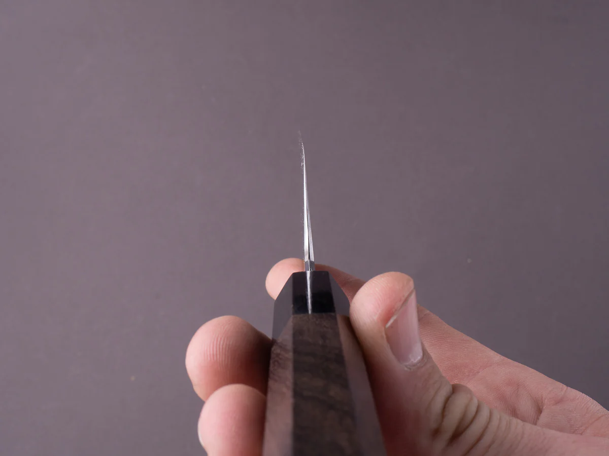 Tetsujin -  Blue #2 - Kasumi - 210mm Kiritsuke Gyuto - Taihei Rosewood Wood Handle - Image 6