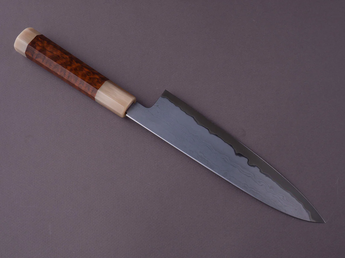 Tetsujin - Metal Flow - Blue #2 - 210mm Gyuto - Snakewood Handle w/ Double Blonde Horn - Image 3