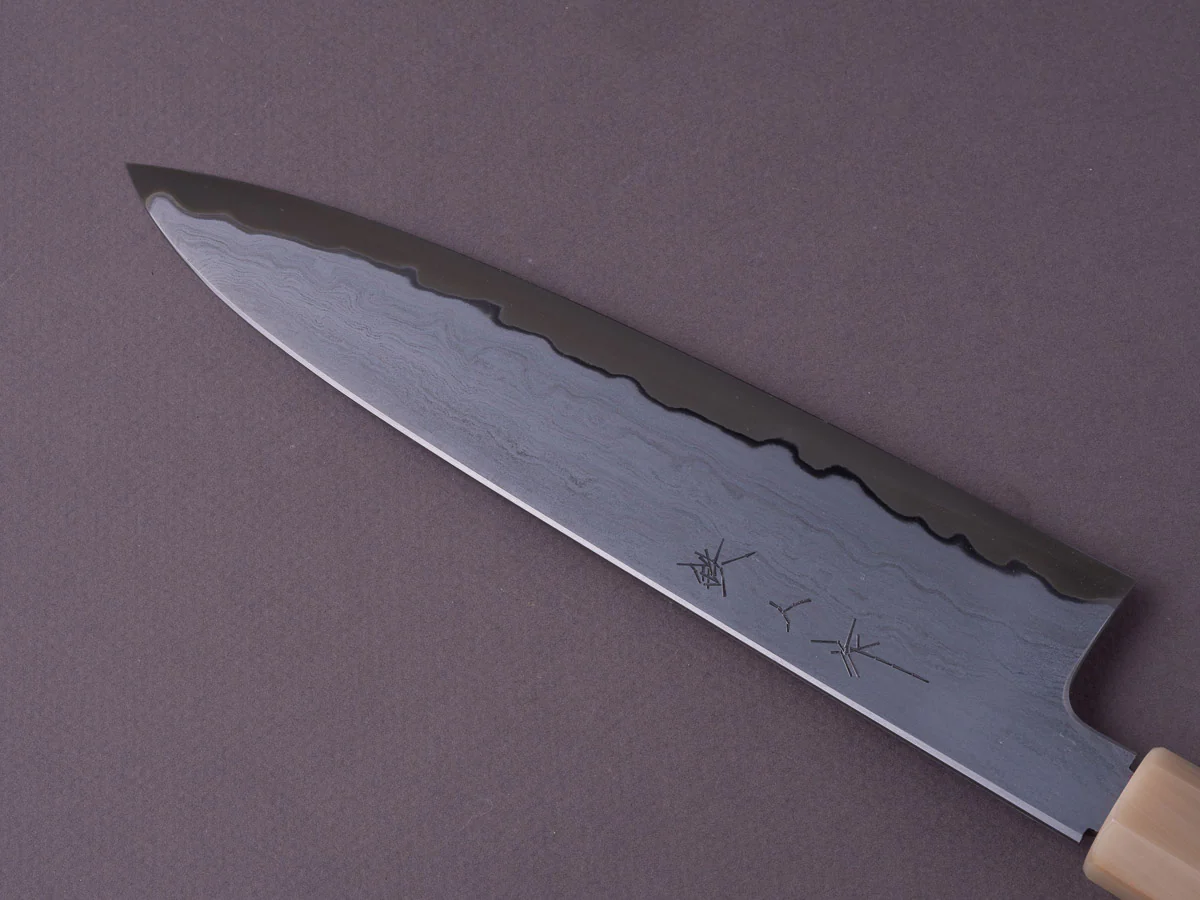 Tetsujin - Metal Flow - Blue #2 - 210mm Gyuto - Snakewood Handle w/ Double Blonde Horn - Image 4