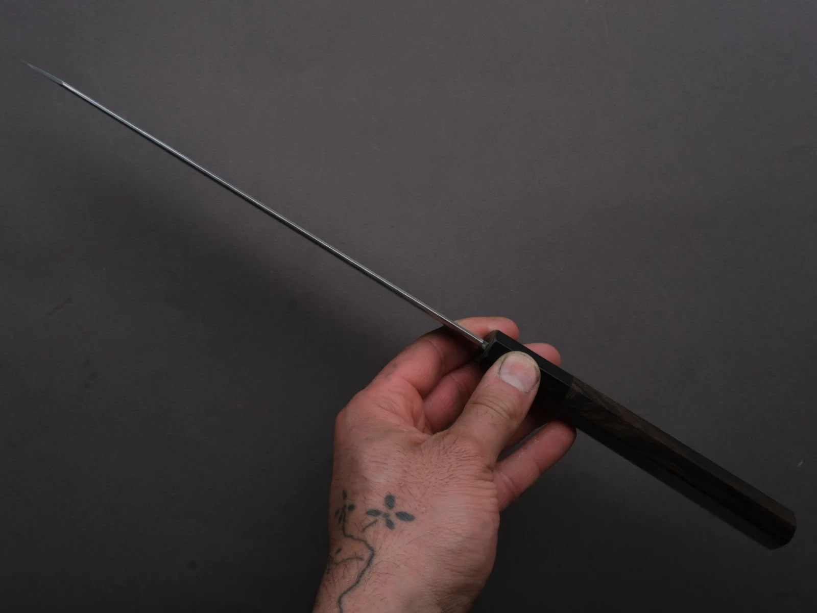 Tetsujin - Silver #3 - Kasumi - Kiritsuke Gyuto - 240mm - Taihei Makassar Ebony Handle - Image 5