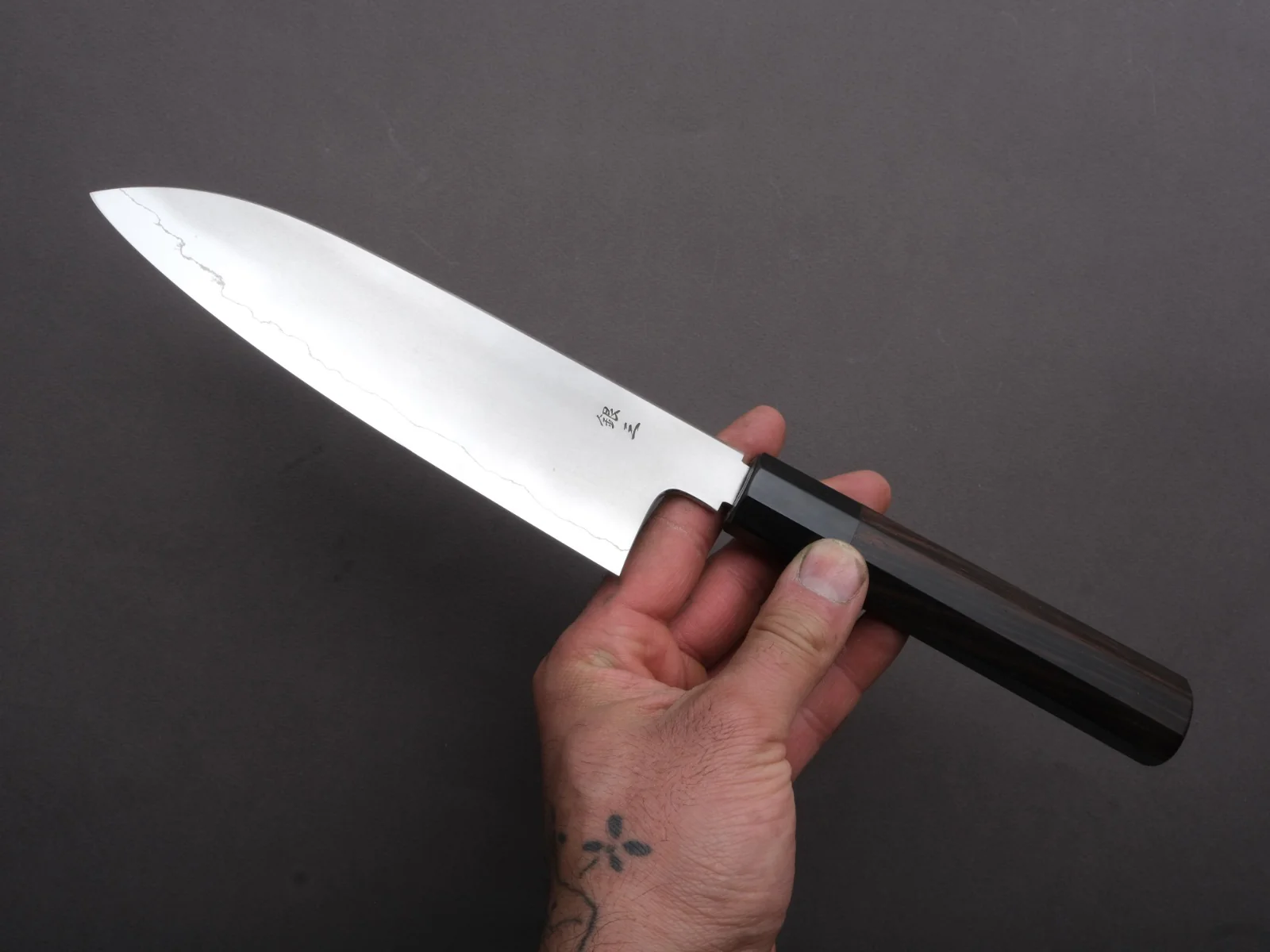 Tetsujin - Silver #3 - Kasumi - Santoku - 180mm - Taihei Makassar Ebony Handle - Image 4