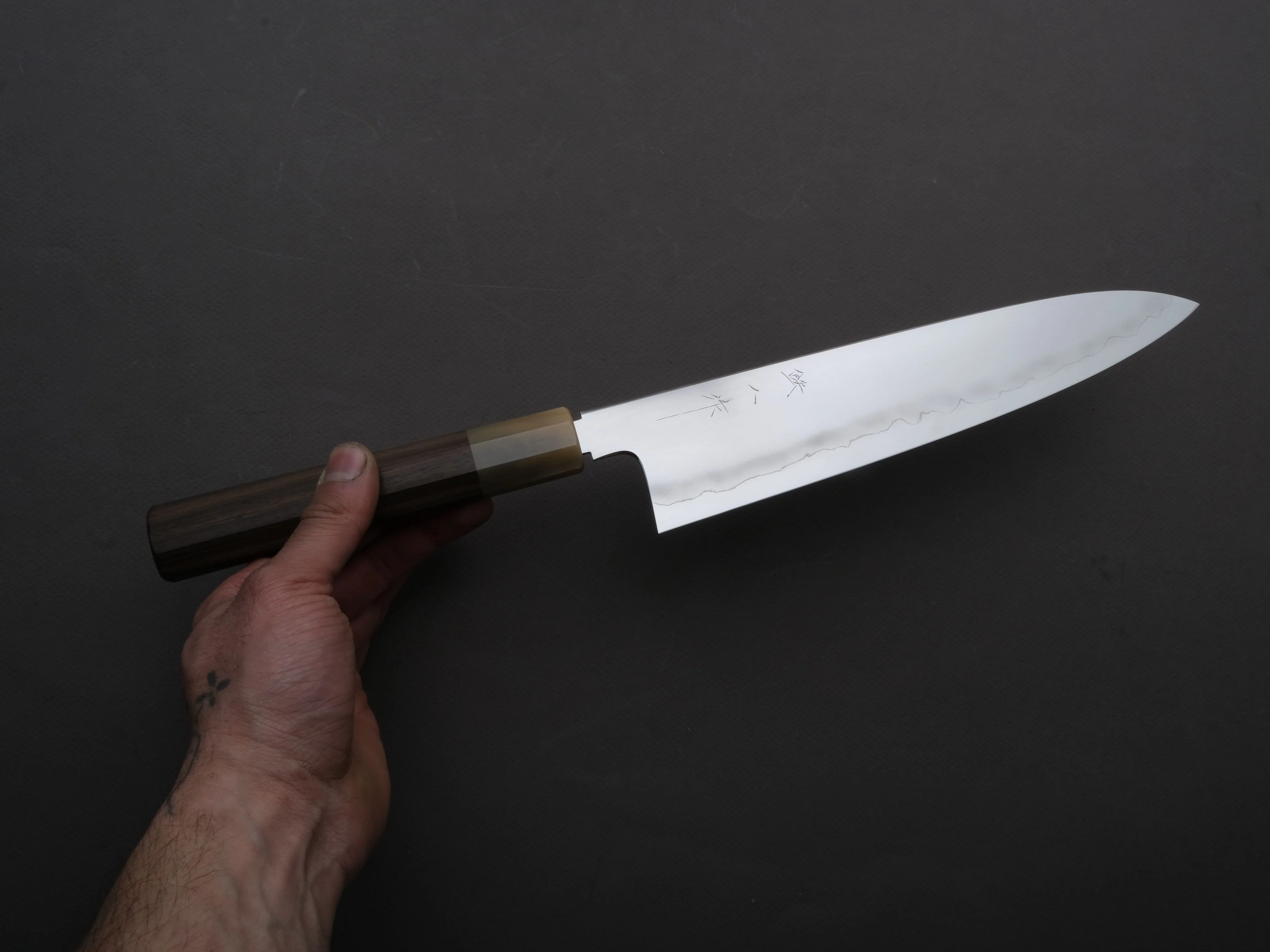 Tetsujin - Ukiba - Silver #3 - Gyuto -  240mm - Taihei Makassar Ebony Handle - Image 3