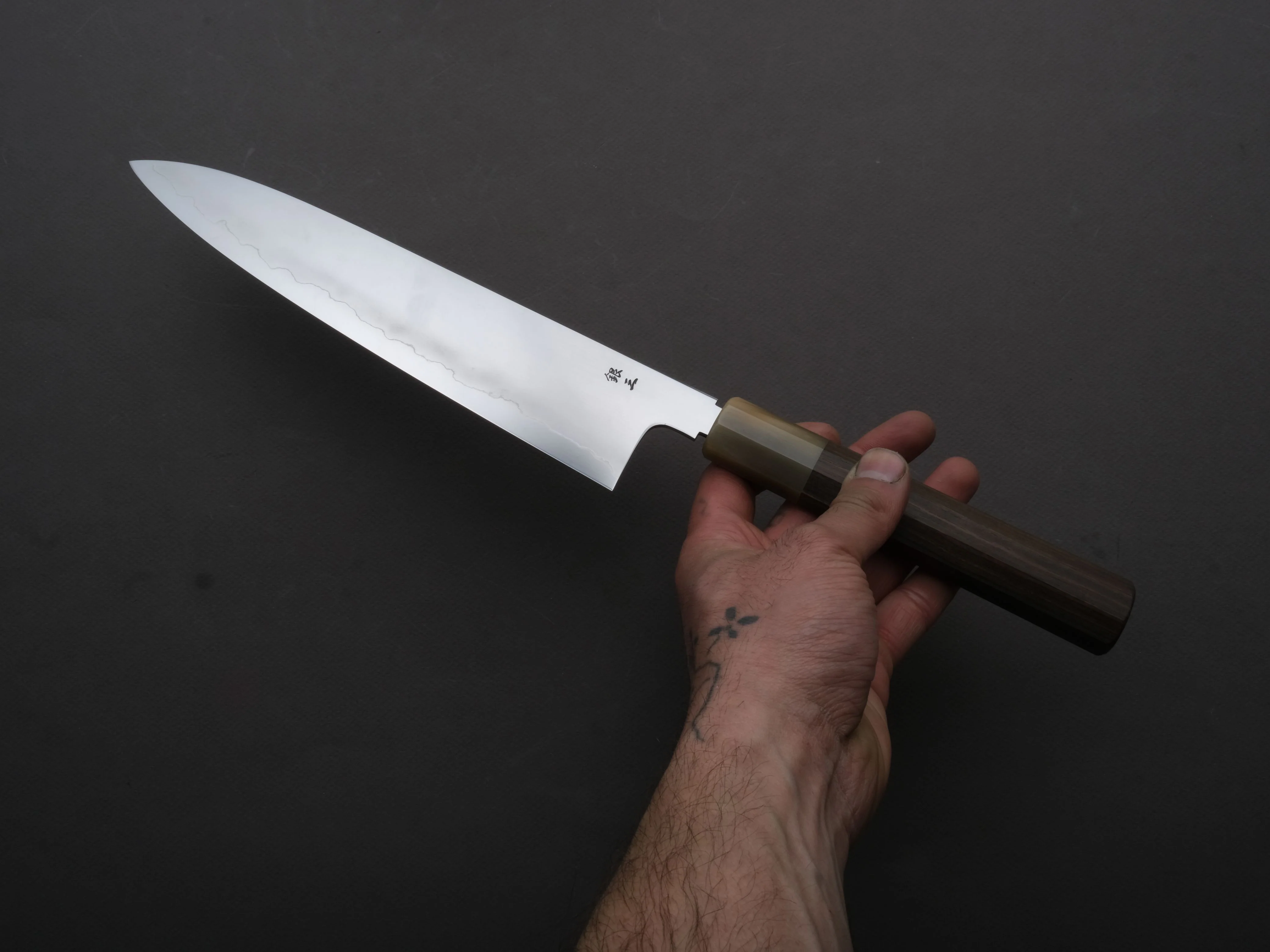 Tetsujin - Ukiba - Silver #3 - Gyuto -  240mm - Taihei Makassar Ebony Handle - Image 4