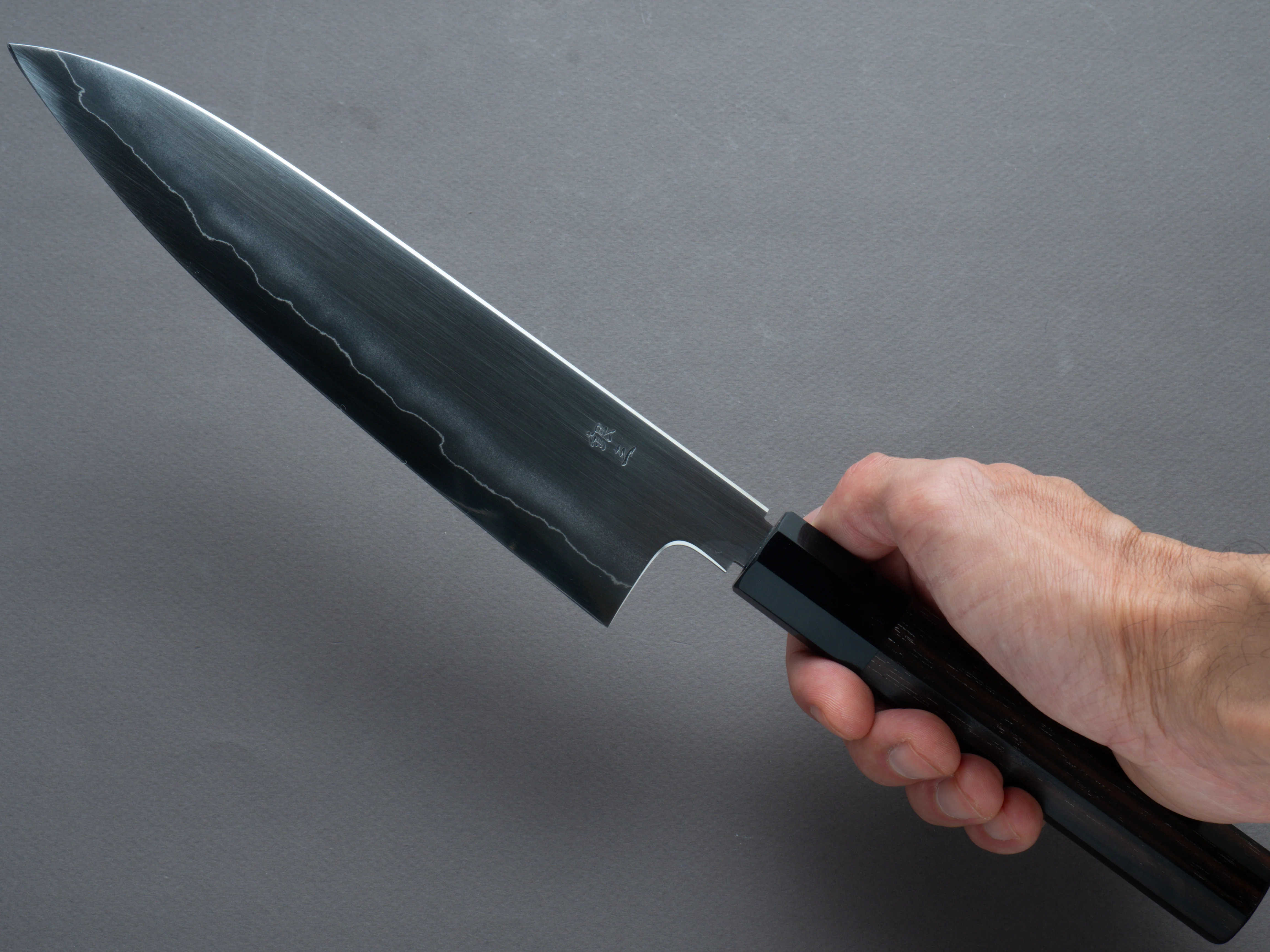 Tetsujin - Silver #3 - Ukiba - Gyuto 210mm - Taihei Makassar Ebony Handle - Image 6