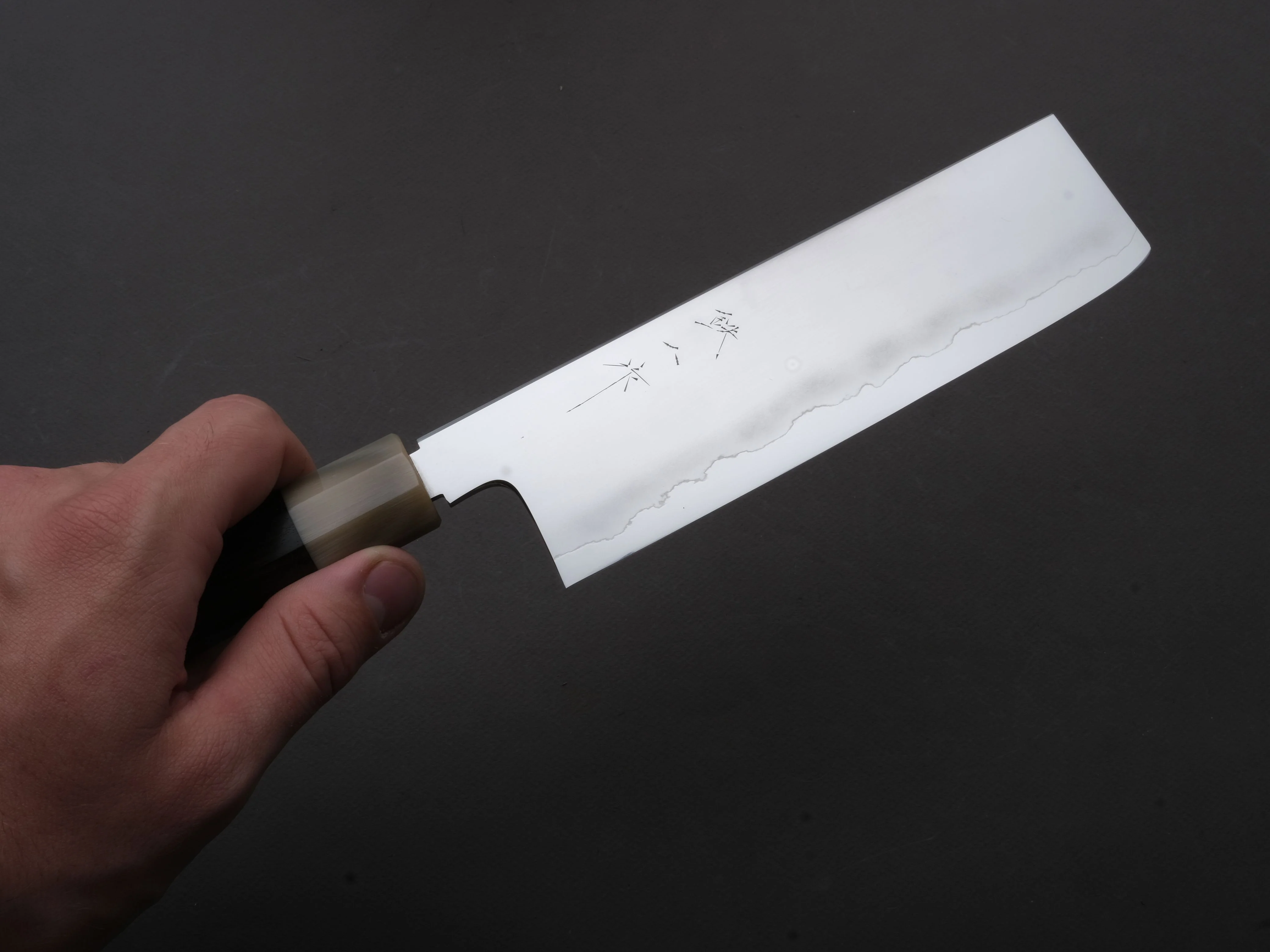Tetsujin - Ukiba - Silver #3 - Nakiri - 180mm - Taihei Makassar Ebony Handle - Image 3