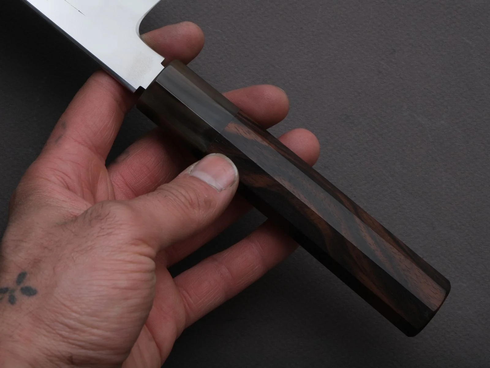 Tetsujin - Ukiba - Silver #3 - Santoku - 180mm - Taihei Makassar Ebony Handle - Image 4