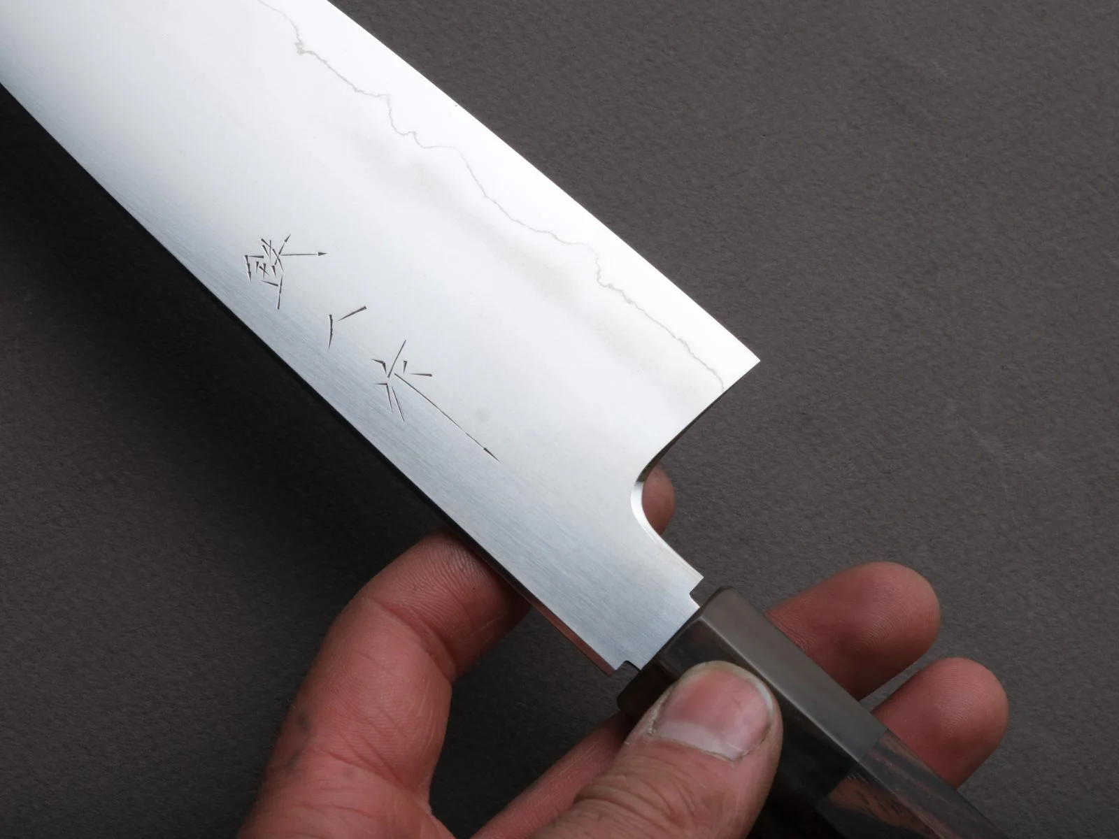 Tetsujin - Ukiba - Silver #3 - Santoku - 180mm - Taihei Makassar Ebony Handle - Image 5