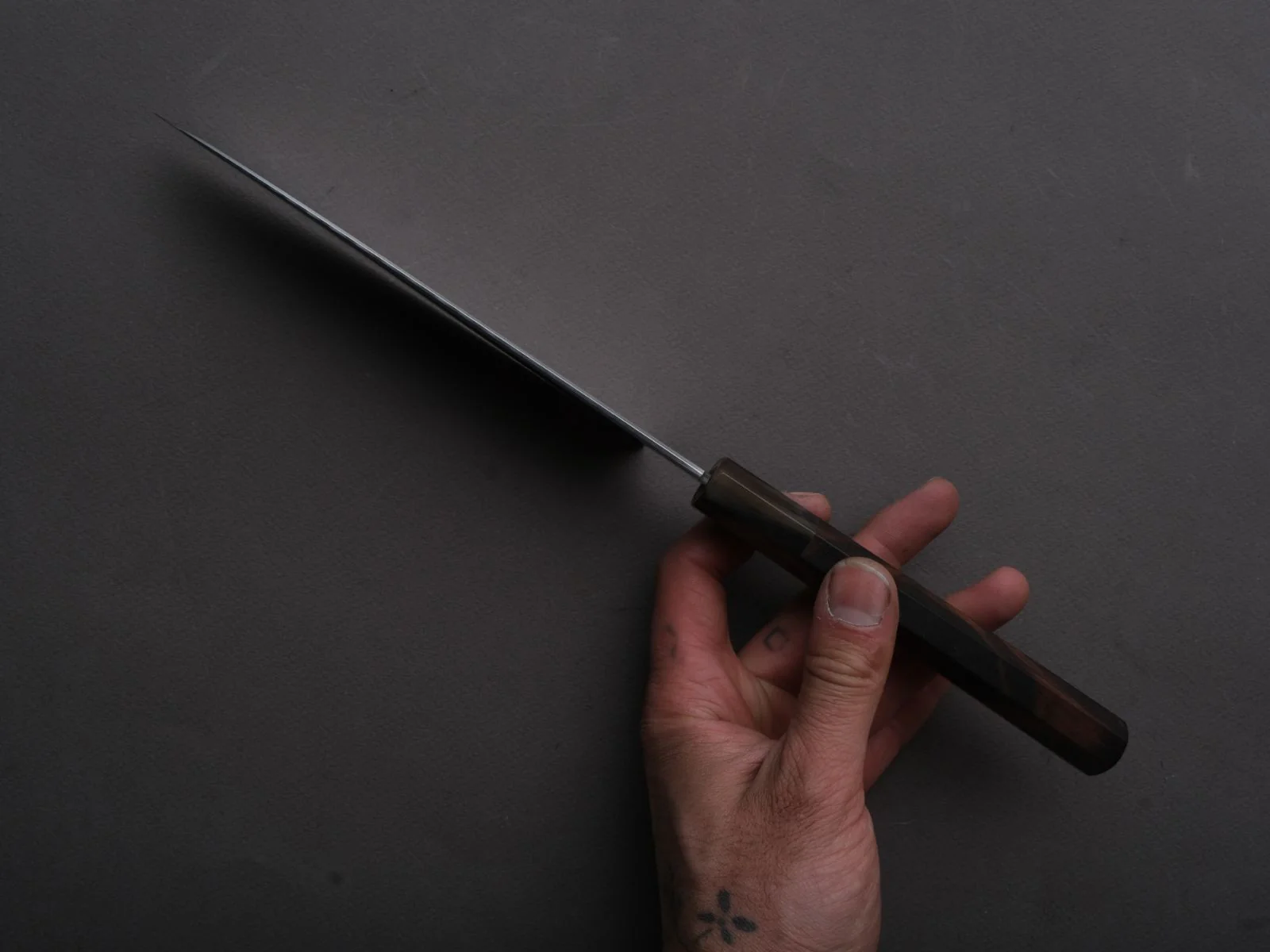 Tetsujin - Ukiba - Silver #3 - Santoku - 180mm - Taihei Makassar Ebony Handle - Image 7