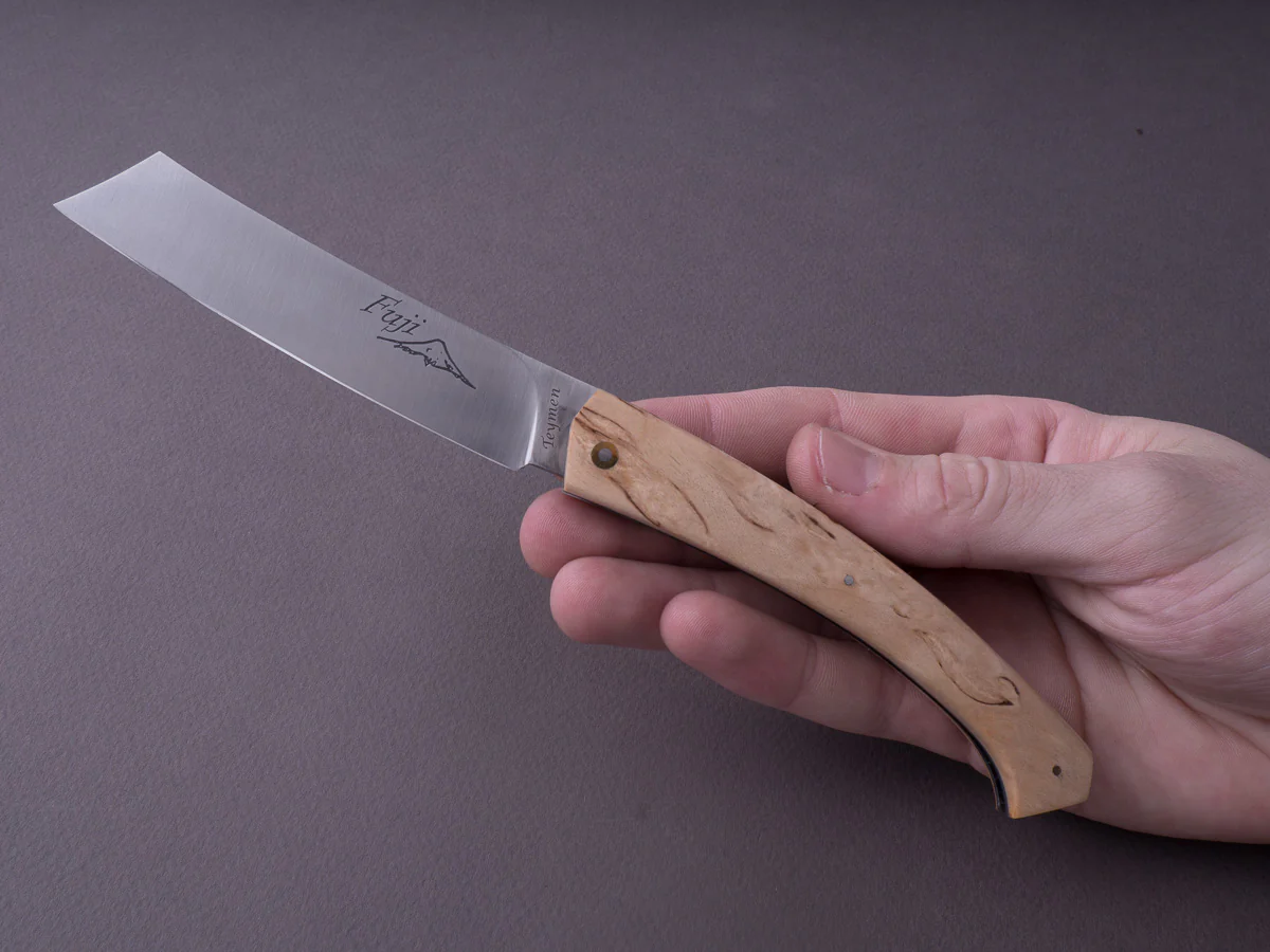Teymen - Fuji - 100mm Folding Knife - Birchwood Handle - Image 4