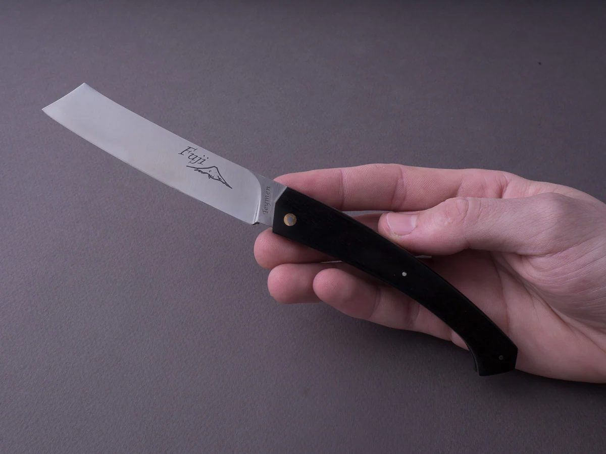 Teymen - Fuji - 100mm Folding Knife - Ebony Handle - Image 6