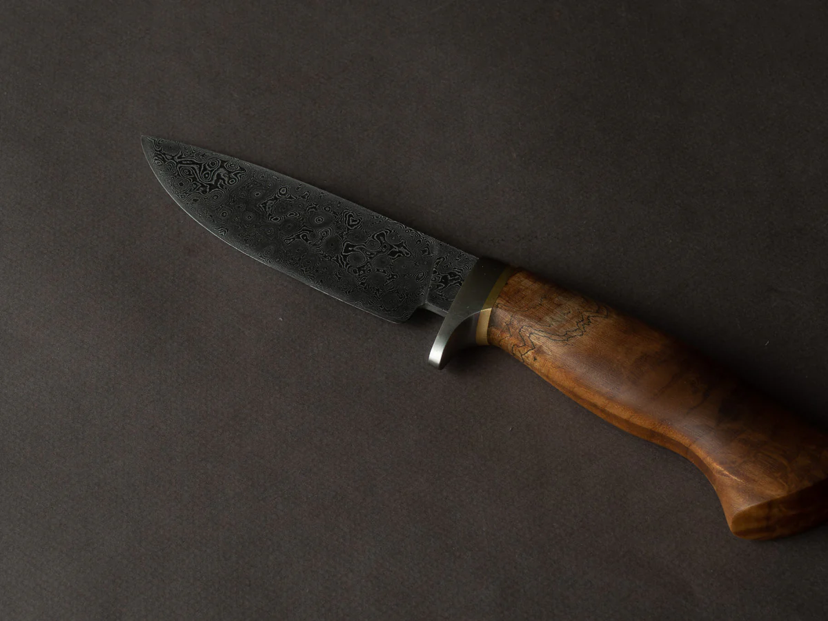 Theo Darvin - 275 Layer Damascus - 1095 & 15N20 - 120mm Fixed Blade - Bushcraft Knife - Spalted Maple Handle - Image 5