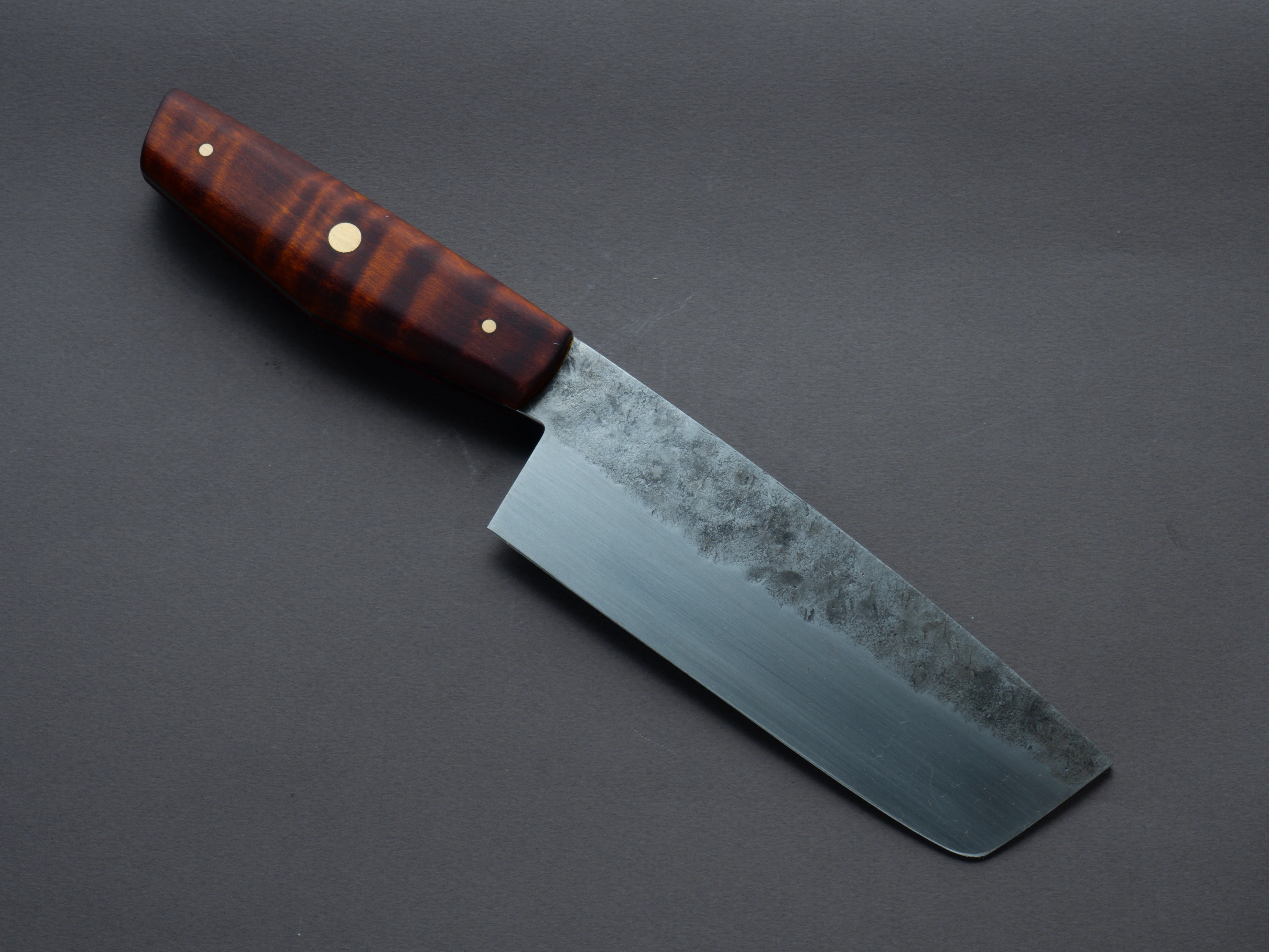Theo Darvin - Hybrid - 1084 Carbon - 5.5" Nakiri - Curly Maple Western Handle