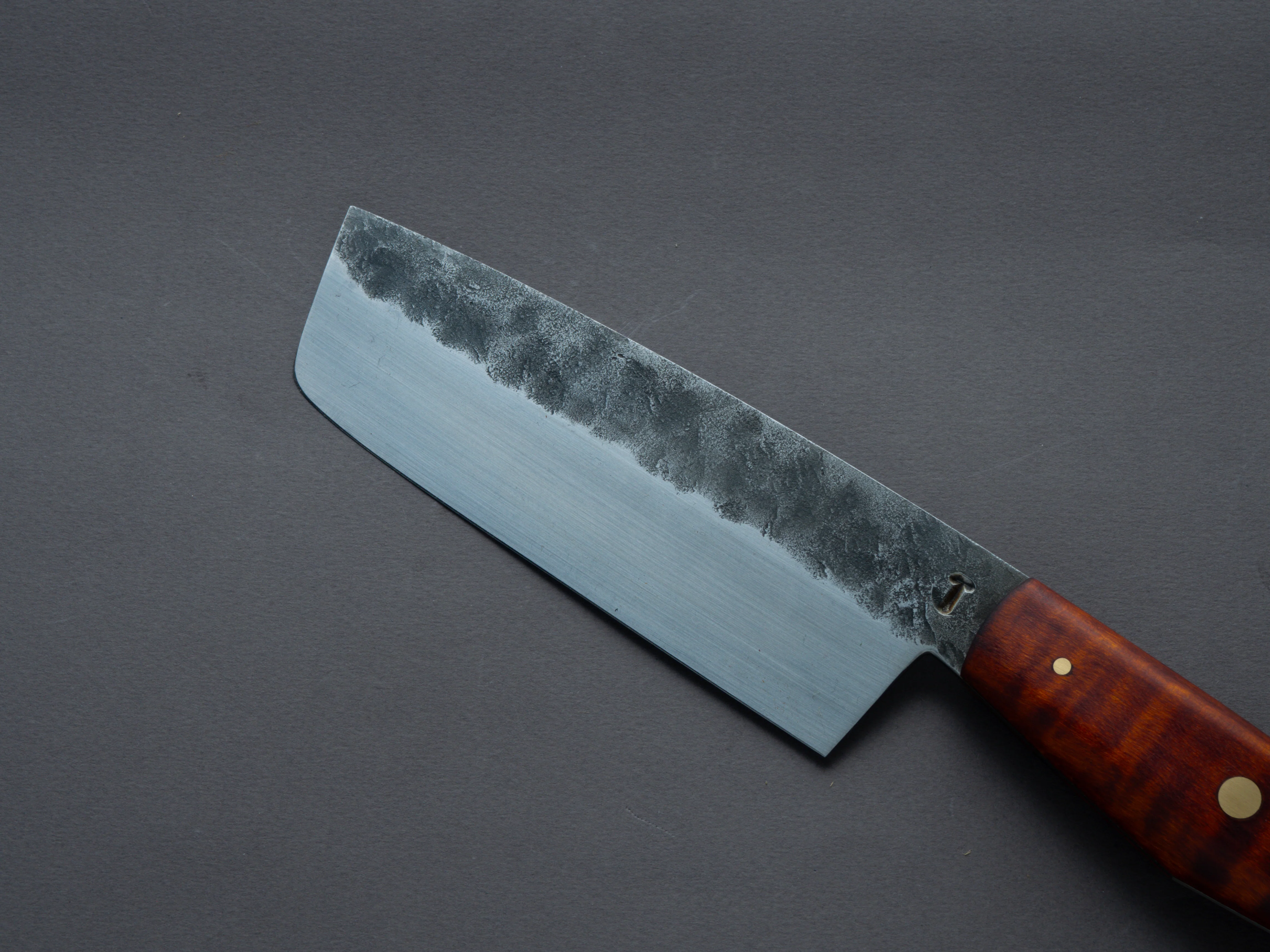 Theo Darvin - Hybrid - 1084 Carbon - 5.5" Nakiri - Curly Maple Western Handle - Image 3
