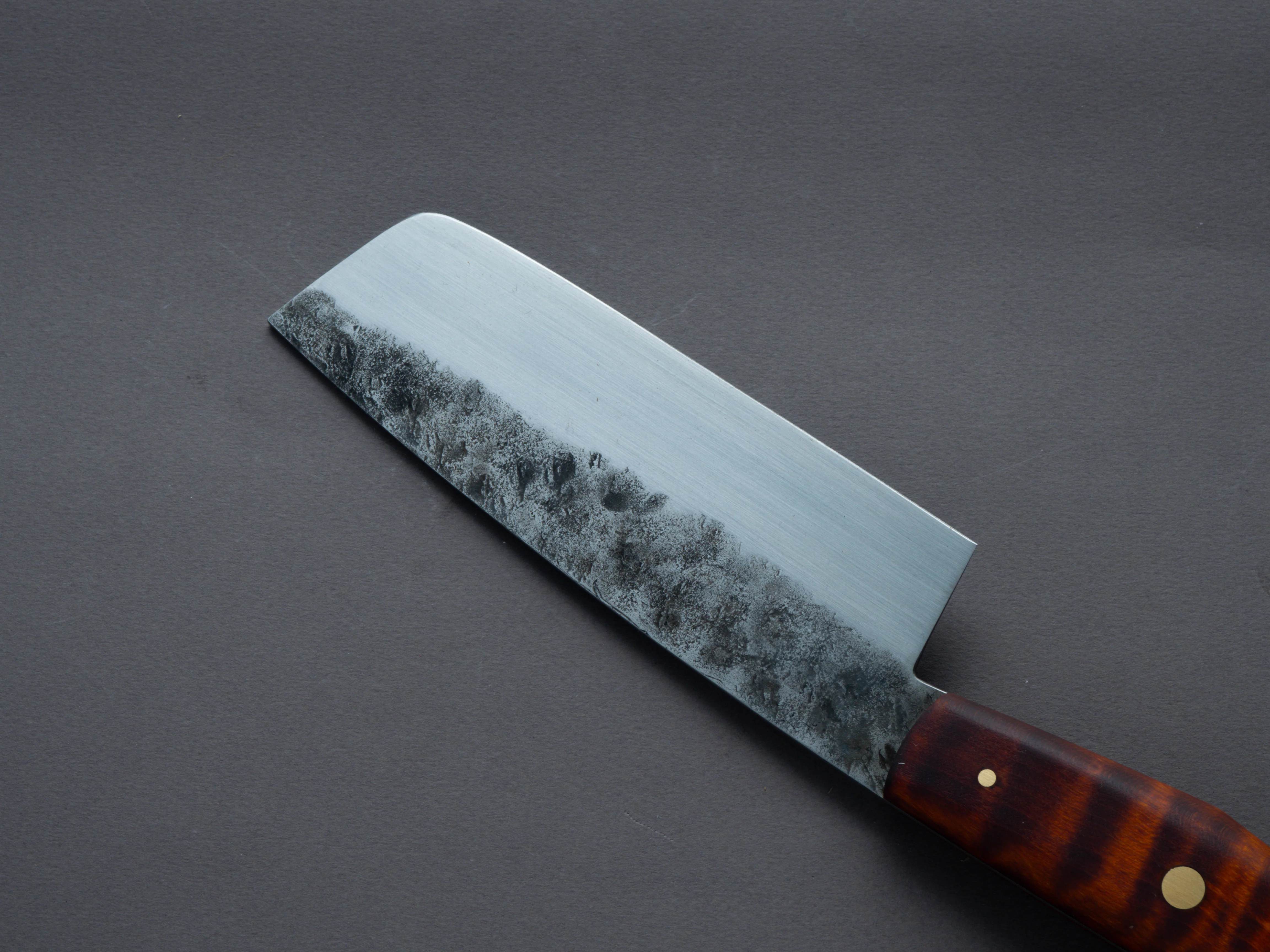 Theo Darvin - Hybrid - 1084 Carbon - 5.5" Nakiri - Curly Maple Western Handle - Image 4