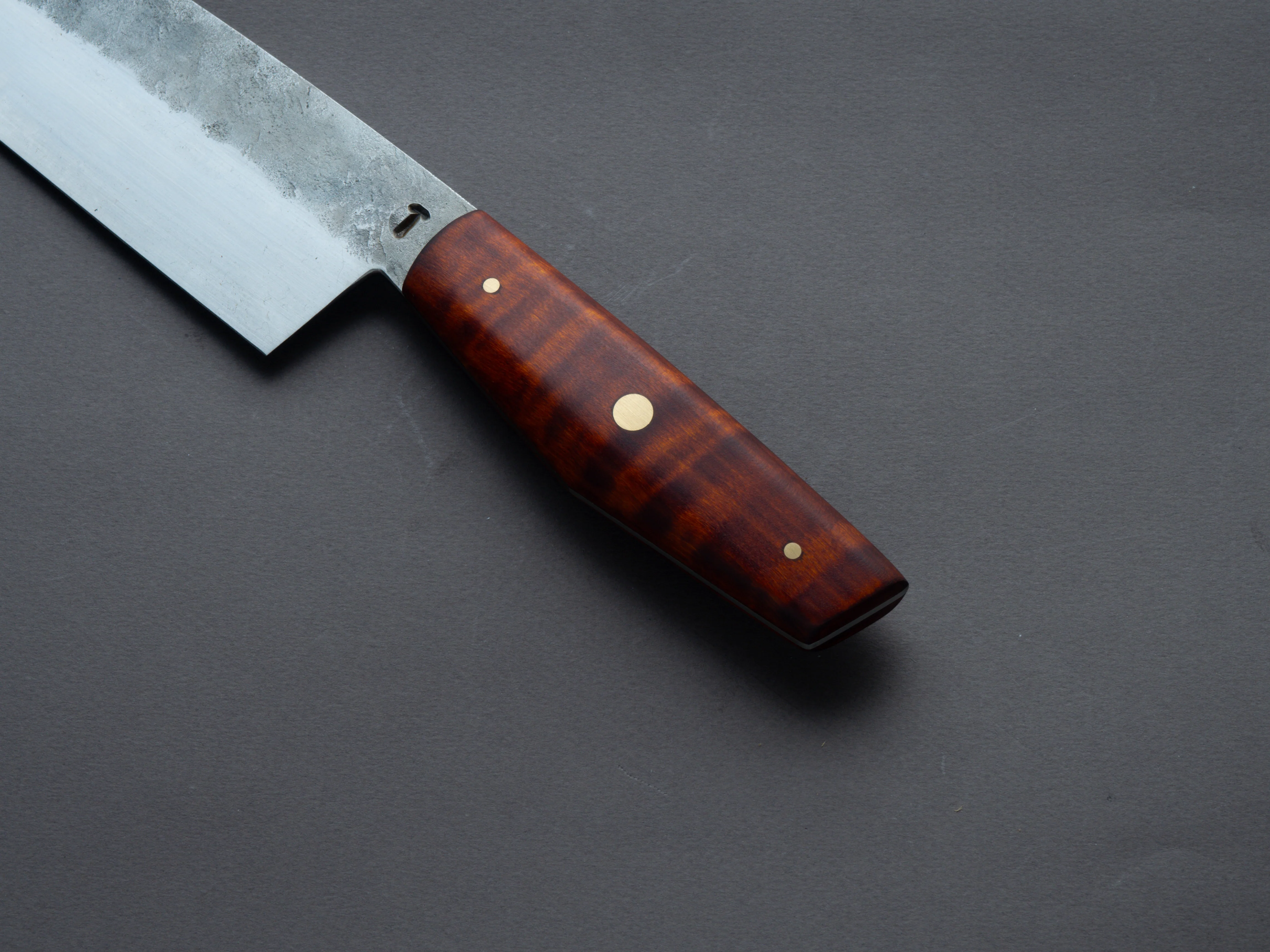 Theo Darvin - Hybrid - 1084 Carbon - 5.5" Nakiri - Curly Maple Western Handle - Image 5