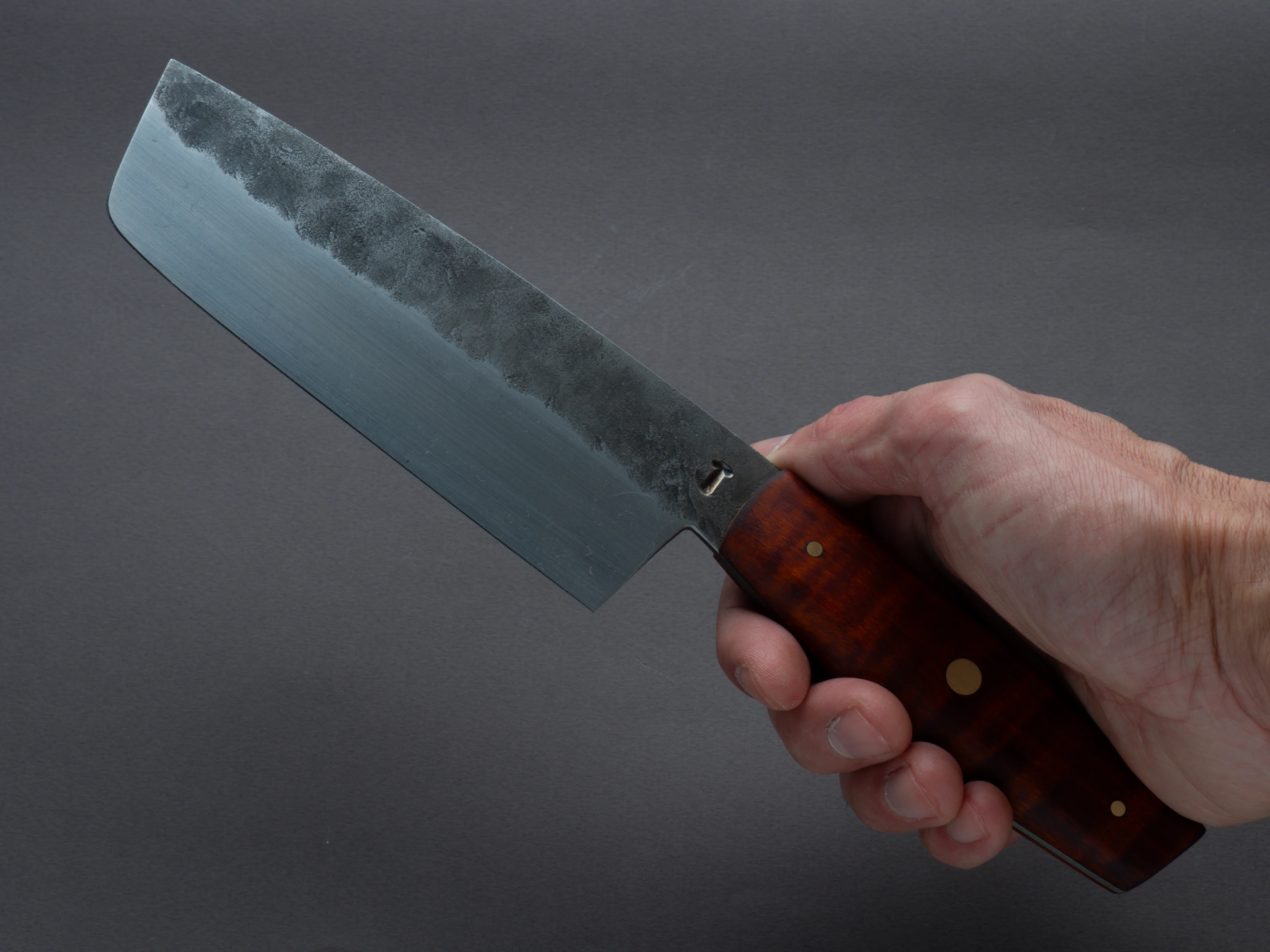 Theo Darvin - Hybrid - 1084 Carbon - 5.5" Nakiri - Curly Maple Western Handle - Image 6