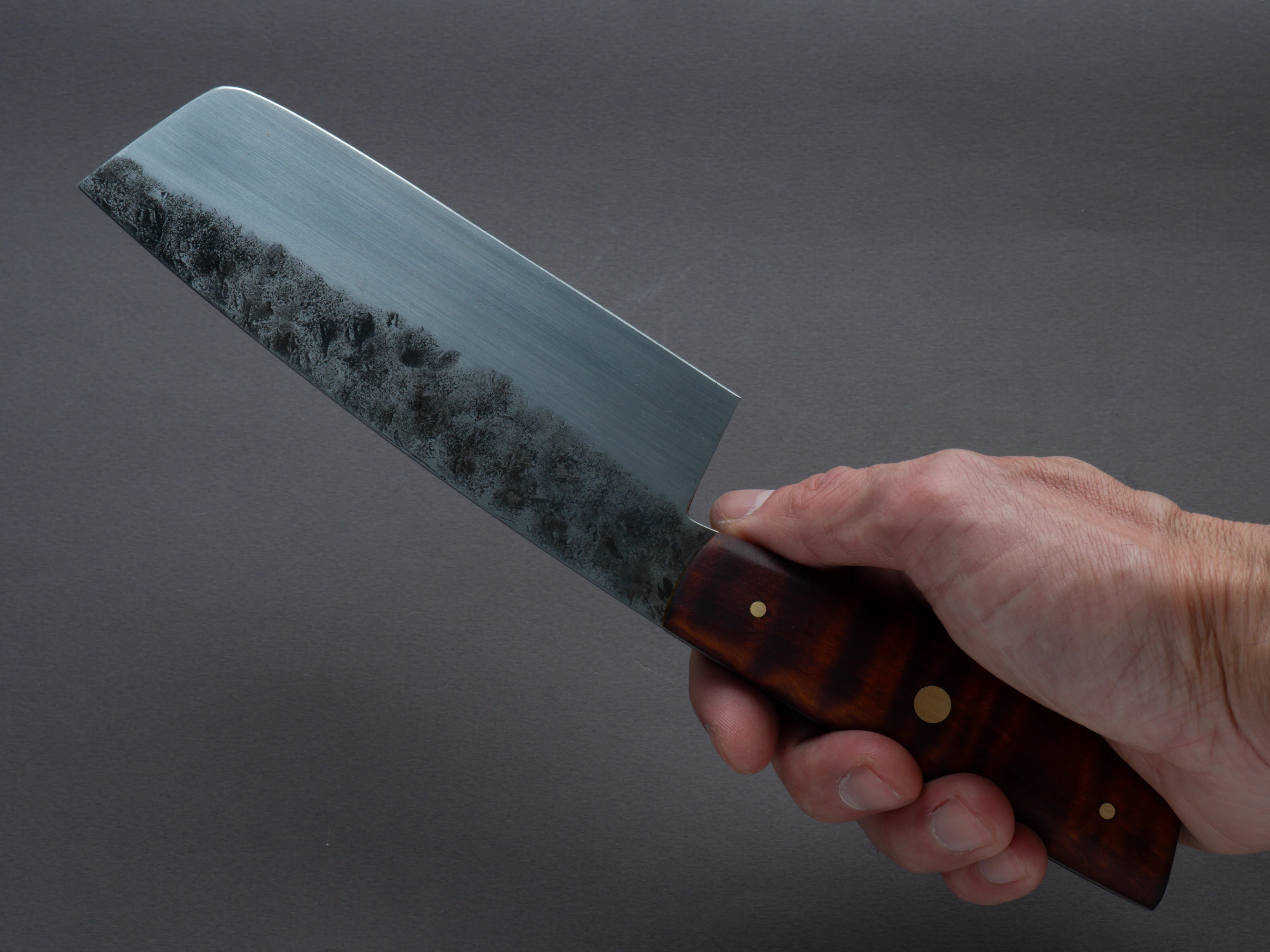 Theo Darvin - Hybrid - 1084 Carbon - 5.5" Nakiri - Curly Maple Western Handle - Image 7