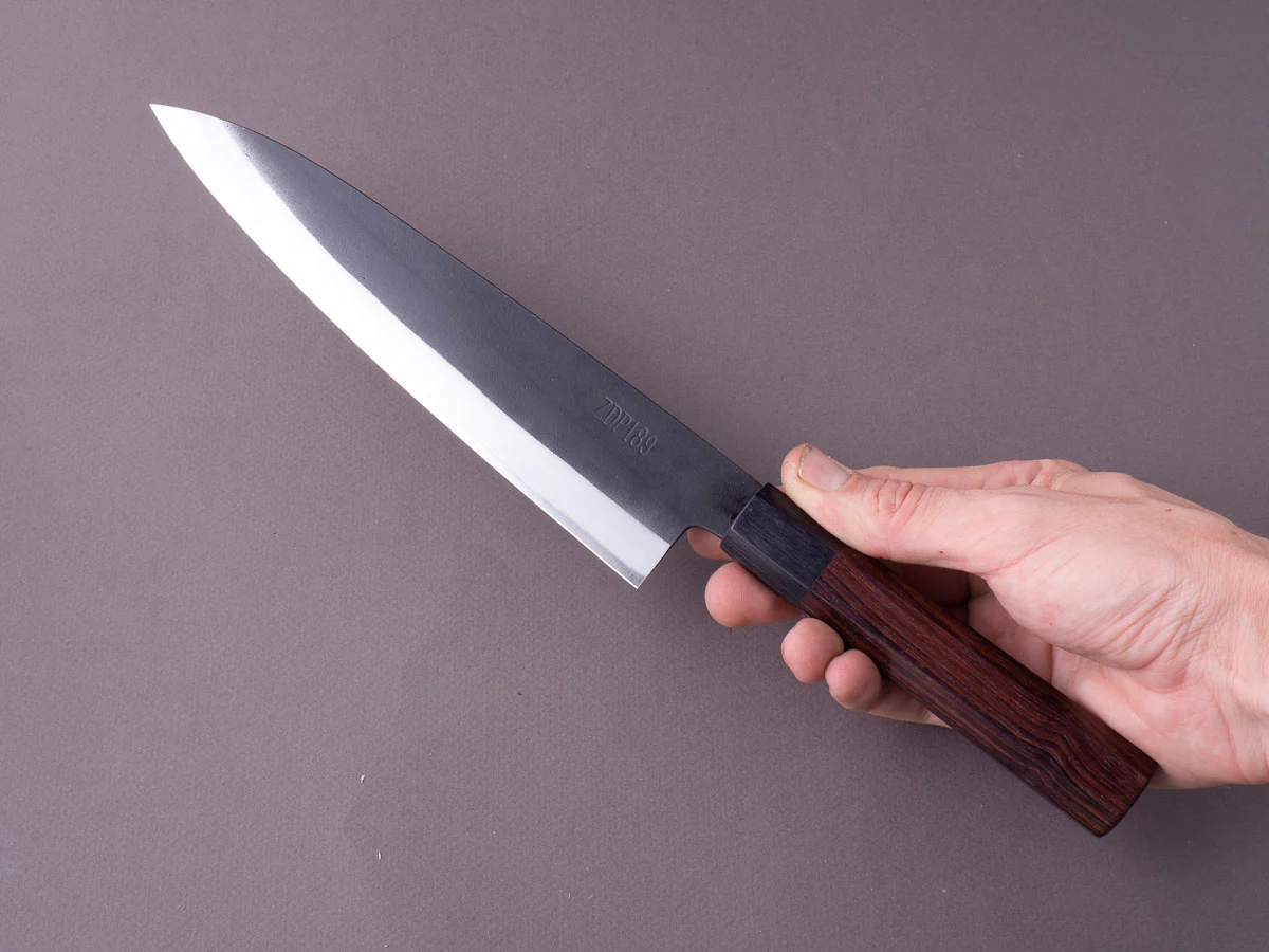 Yoshida Hamono - ZDP189 - Kurouchi - Gyuto - 210mm - Rosewood Handle - Image 6