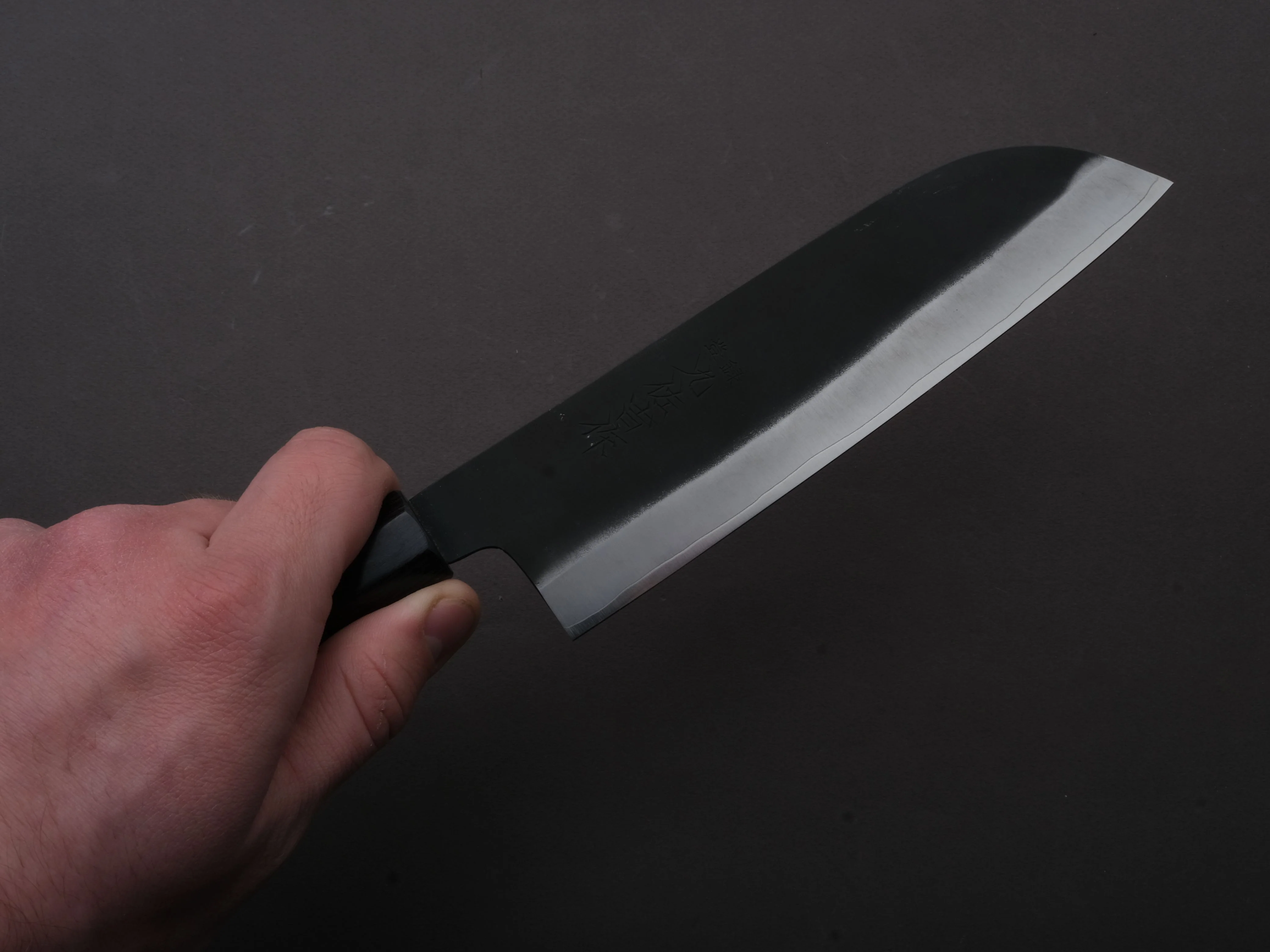 Yoshida Hamono - ZDP189 - Kurouchi - Santoku - 180mm - Rosewood Handle - Image 3