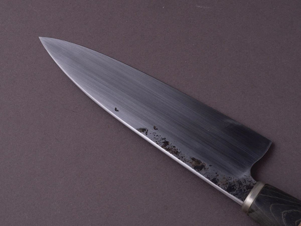 Zay Knives - 1084 Carbon - 165mm Chef - Curley Maple & Black Dyed Maple Handle - Image 7