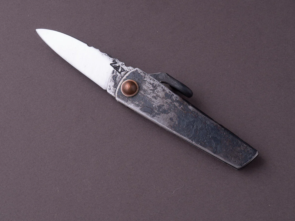 Zay Knives - Folding Knife - Higonokami - 1084 Carbon - 60mm - Stainless Handle - No. 2