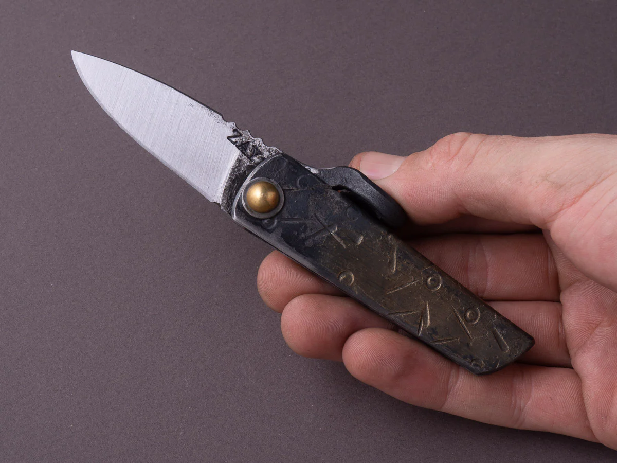 Zay Knives - Folding Knife - Higonokami - 1084 Carbon - 55mm - Stainless Handle - No. 3 - Image 5