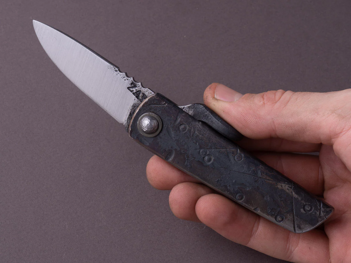 Zay Knives - Folding Knife - Higonokami - 1084 Carbon - 60mm - Stainless Handle - No. 1 - Image 5
