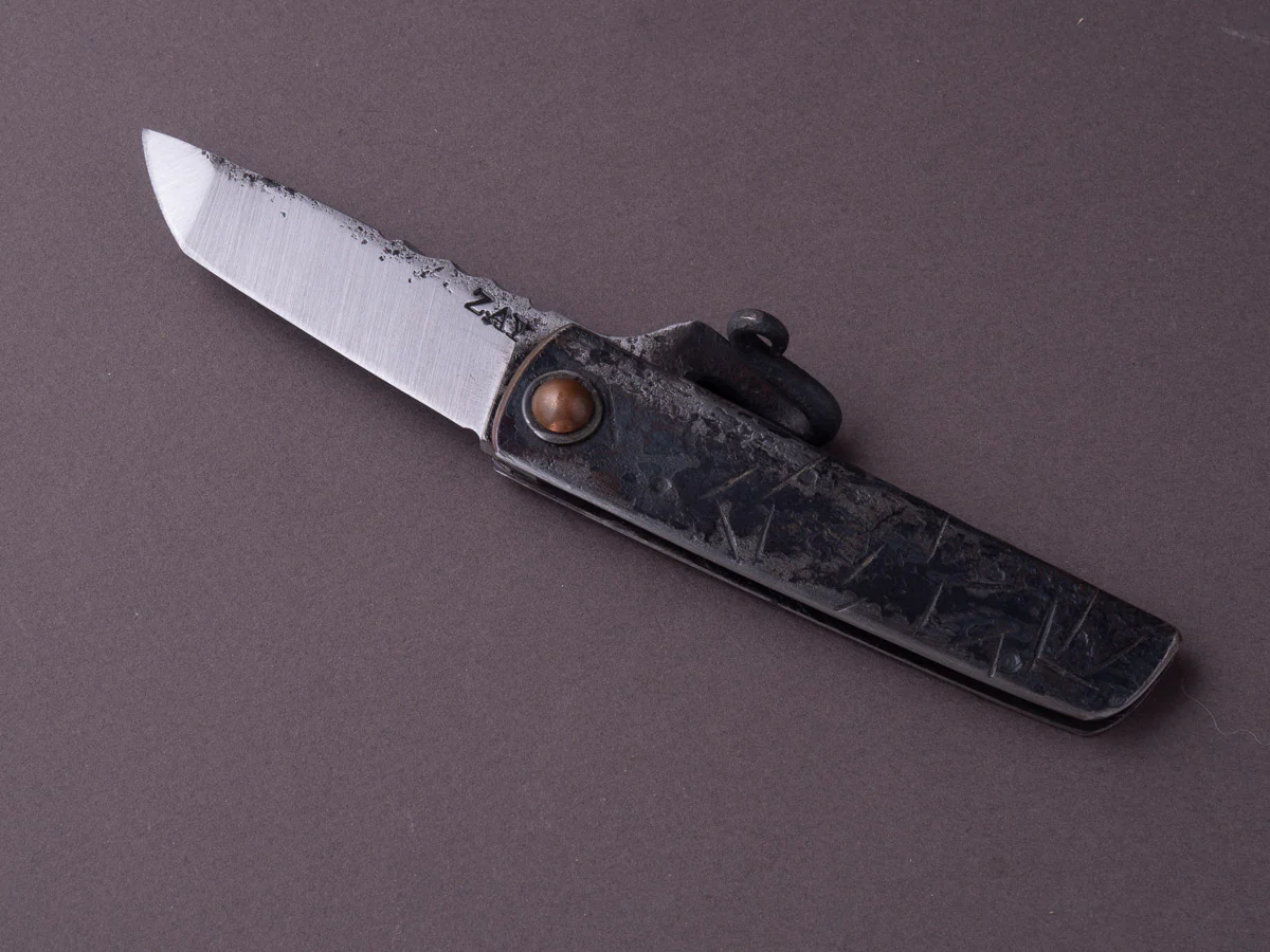 Zay Knives - Folding Knife - Higonokami - 1084 Carbon - 70mm - Stainless Handle - No. 5