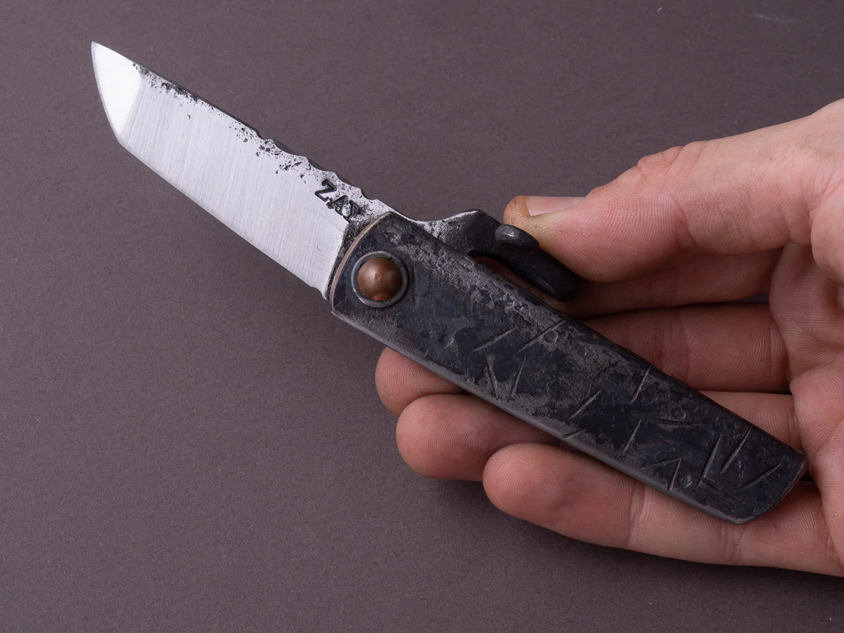 Zay Knives - Folding Knife - Higonokami - 1084 Carbon - 70mm - Stainless Handle - No. 5 - Image 5