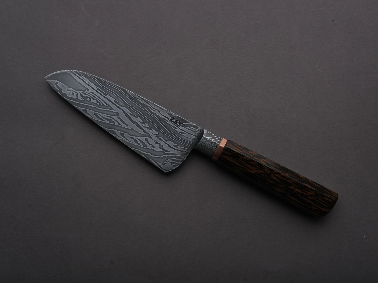 Zay Knives - 1095-15N20 - Coreless Mosiac Integral Damascus - Petty/Utility - 130mm - Black Palm Western