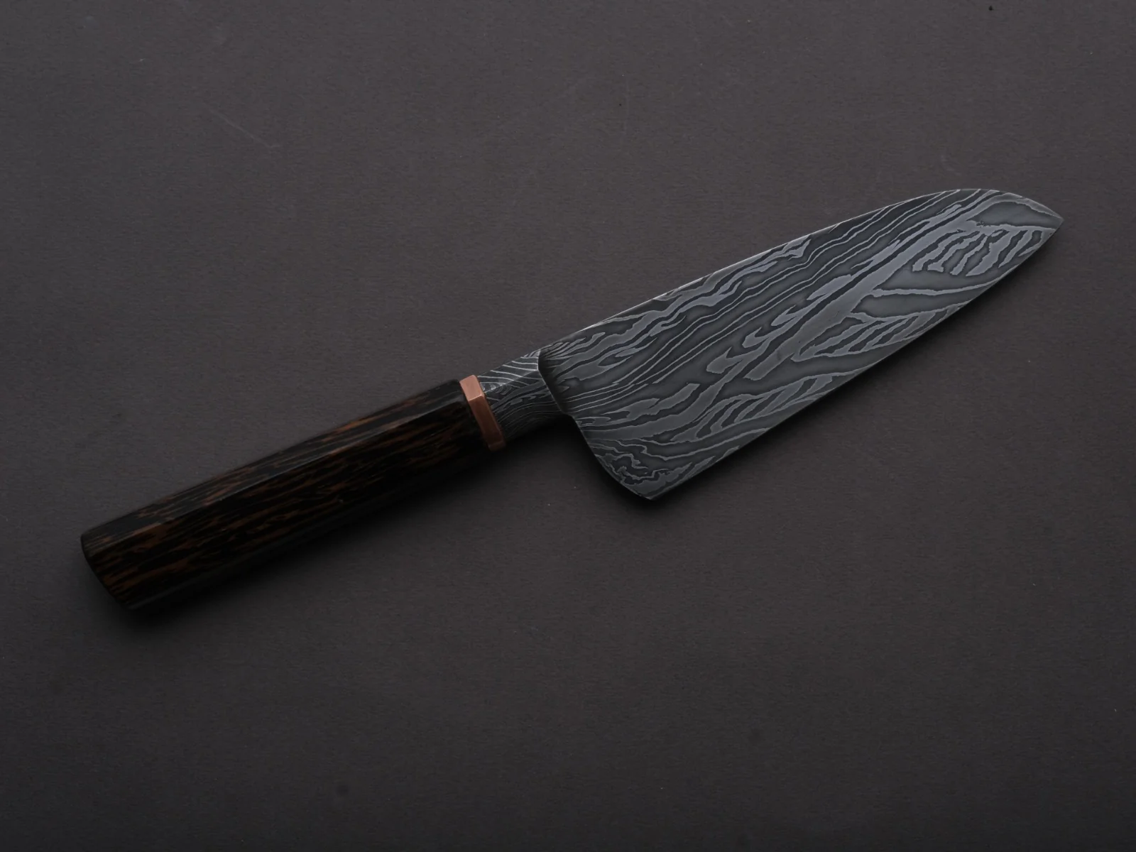 Zay Knives - 1095-15N20 - Coreless Mosiac Integral Damascus - Petty/Utility - 130mm - Black Palm Western - Image 2
