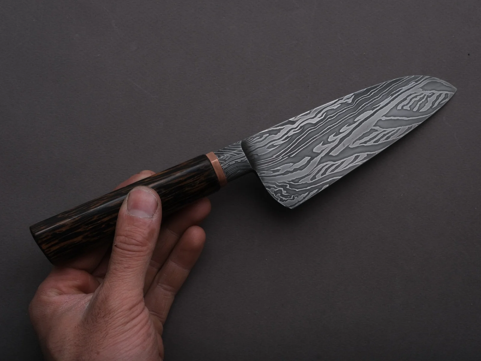 Zay Knives - 1095-15N20 - Coreless Mosiac Integral Damascus - Petty/Utility - 130mm - Black Palm Western - Image 4