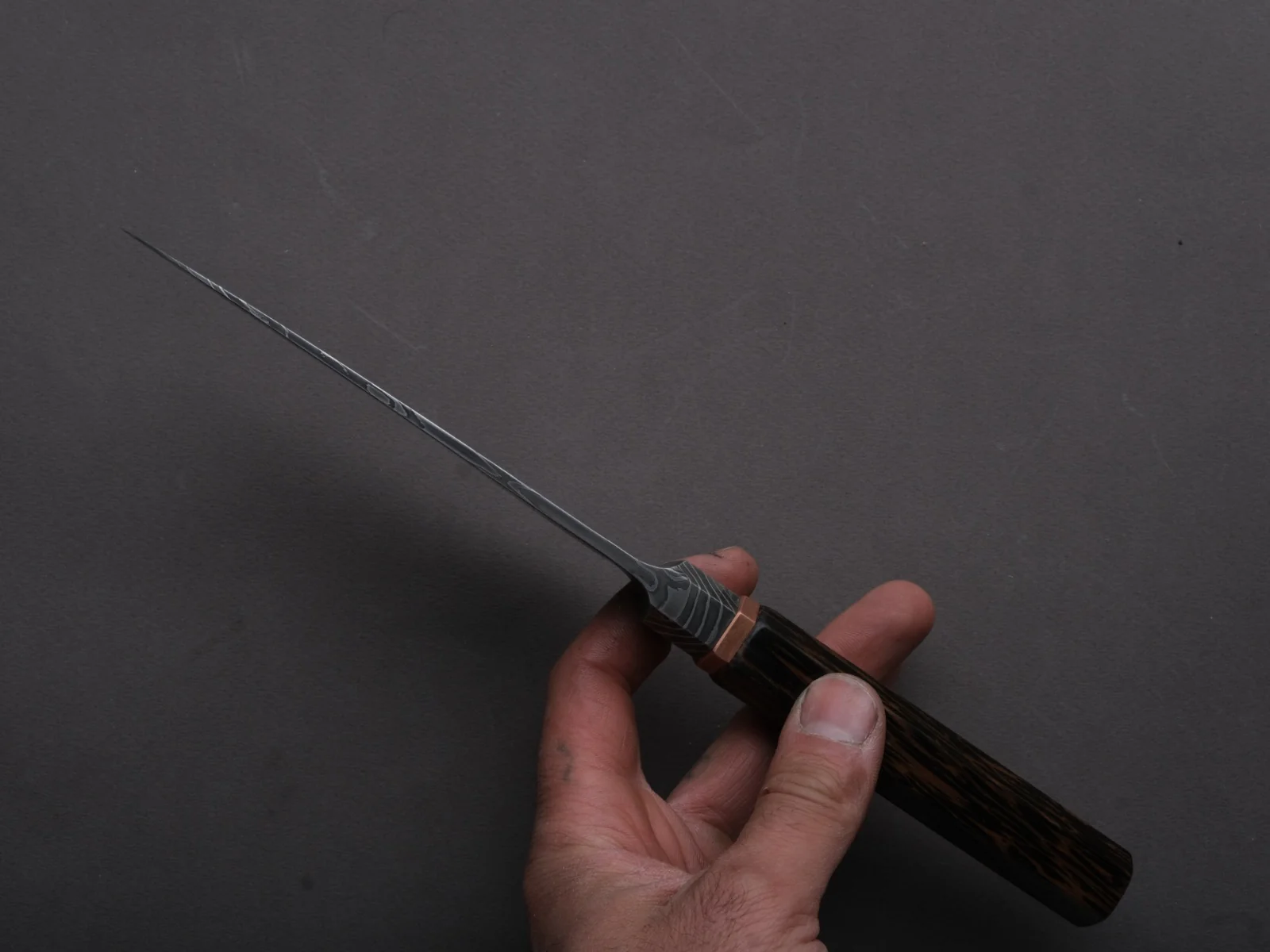 Zay Knives - 1095-15N20 - Coreless Mosiac Integral Damascus - Petty/Utility - 130mm - Black Palm Western - Image 5