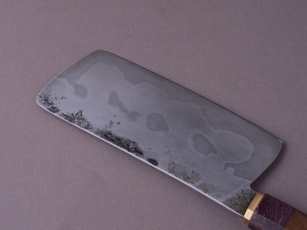 Zay Knives - 1095 Differentially Hardened - 150mm Nakiri - Walnut & Maple Handle - Image 5