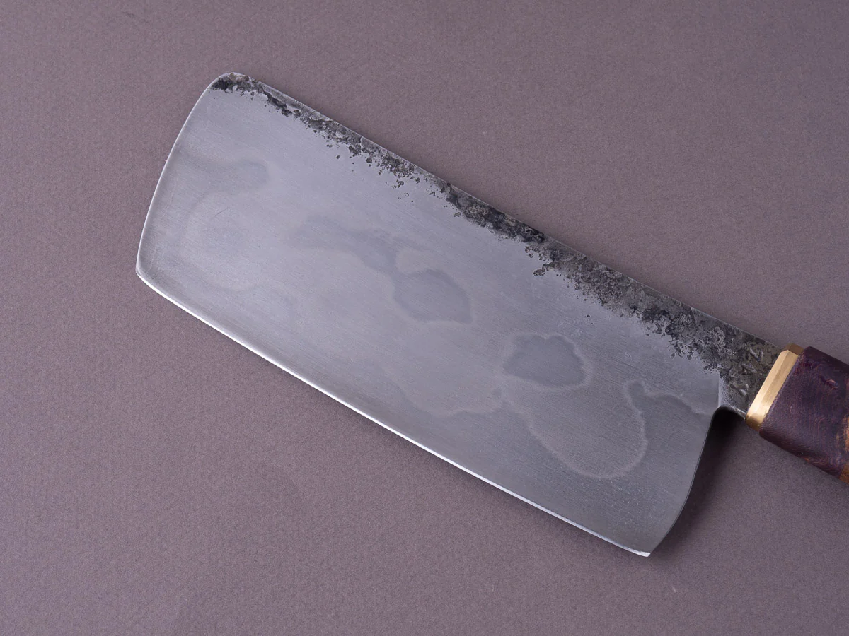 Zay Knives - 1095 Differentially Hardened - 150mm Nakiri - Walnut & Maple Handle - Image 6