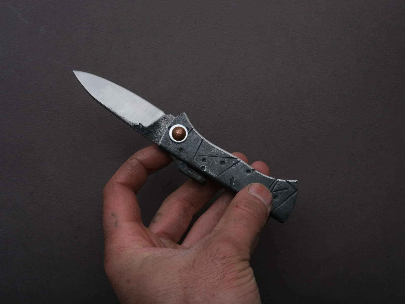 Zay Knives - Folding Knife - Higonokami - 1080 Carbon - 60mm - Stainless Handle - No. 6 - Image 2